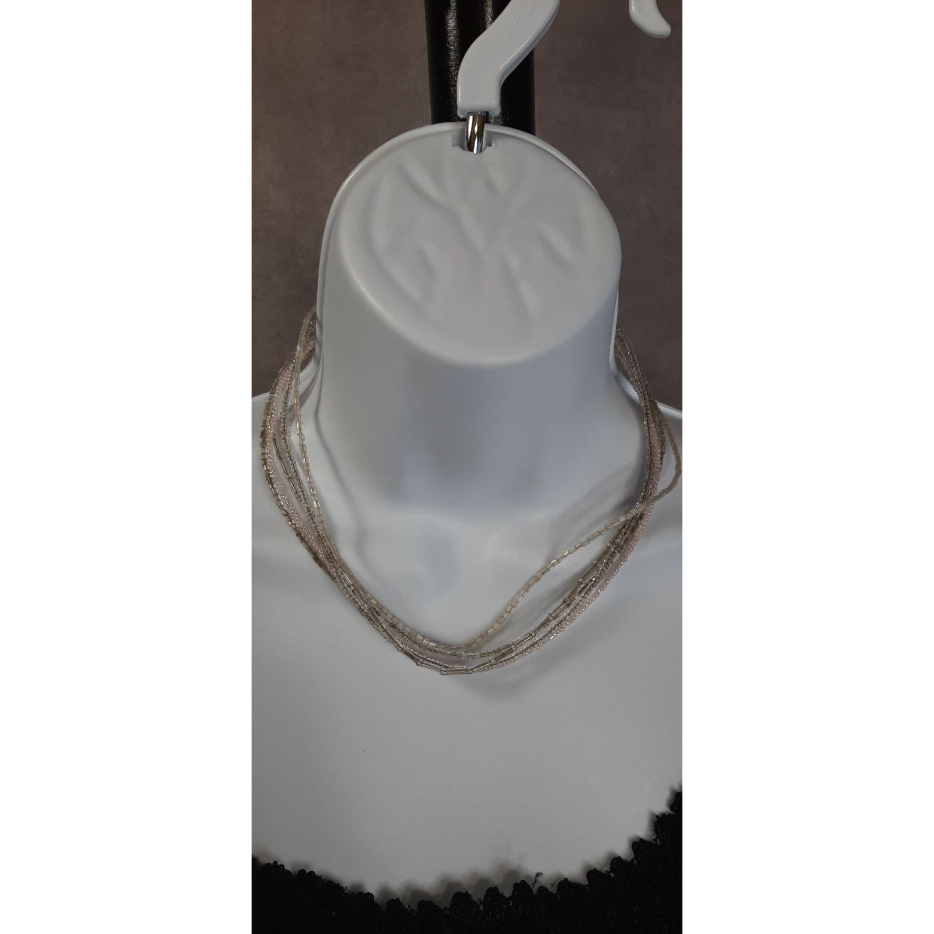Other Casual Neutral Tone Glass Beaded Layered Necklace Size ONE SIZE - 3 Thumbnail