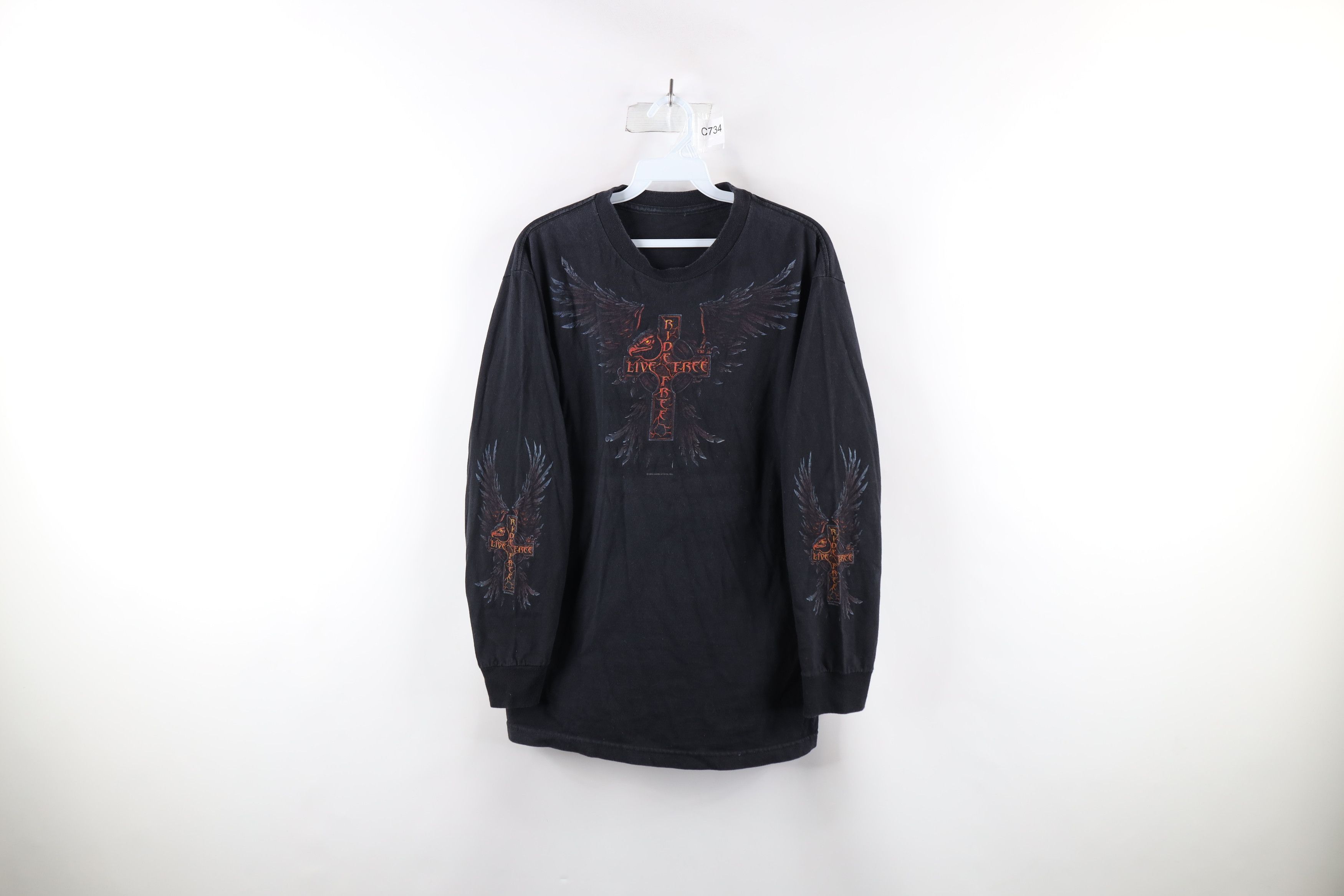 Vintage Vintage Y2K Streetwear Cross Motorcycle Long Sleeve T-Shirt Size US M / EU 48-50 / 2 - 1 Thumbnail