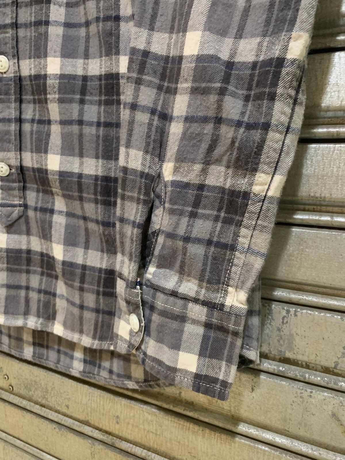the flat head embroidery chainstitch button up flannel shirt