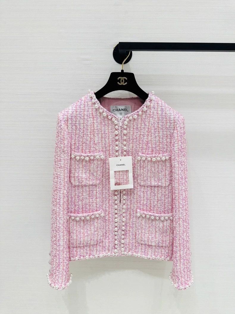 Chanel Chanel Pink Tweed Pearl Trim Jacket - dmc Size US M / EU 48-50 / 2 - 1 Thumbnail
