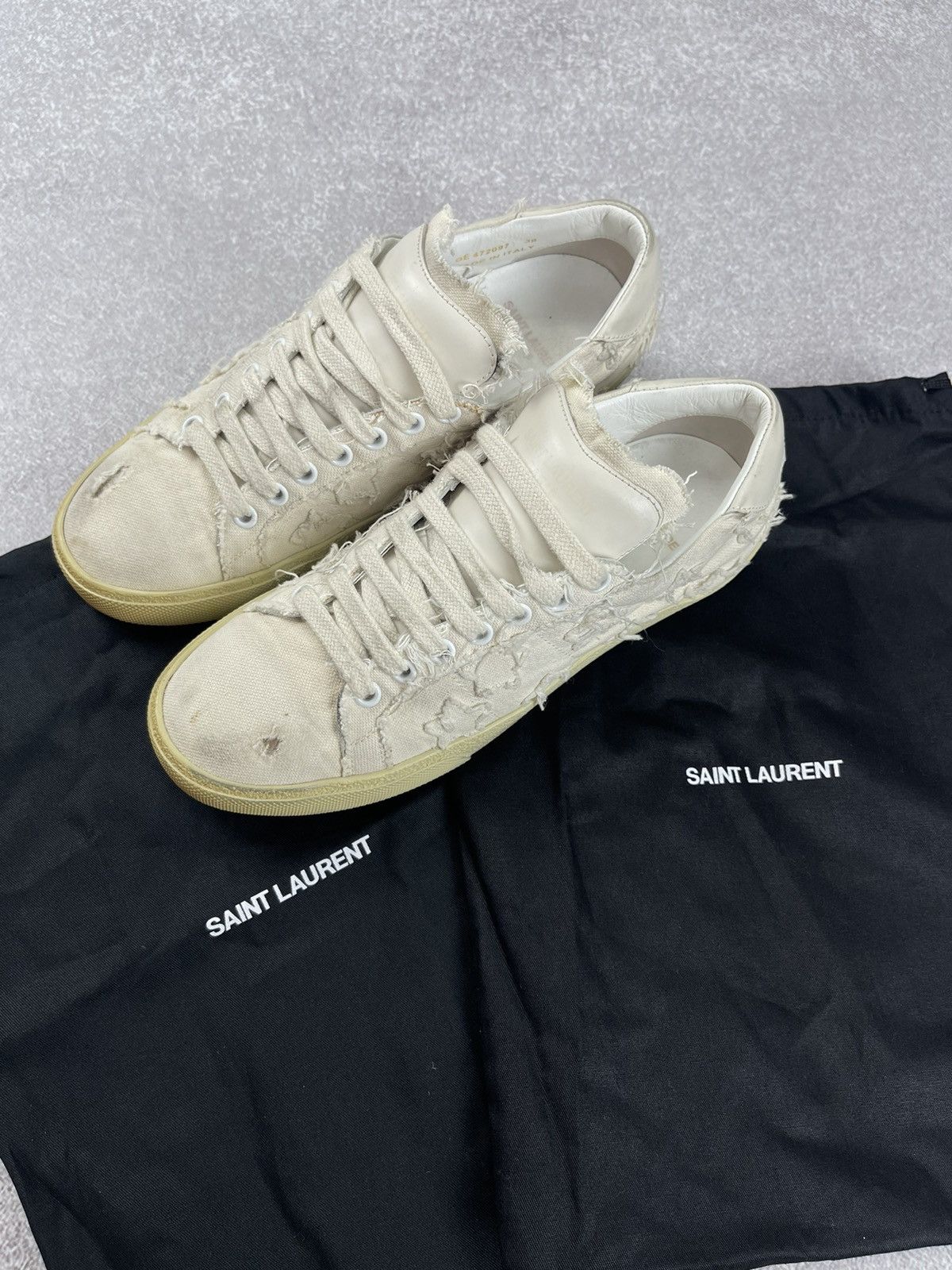 Saint Laurent Paris × Yves Saint Laurent Saint Laurent Paris Distressed Denim Sneakers Size 38 Size US 8 / IT 38 - 1 Thumbnail