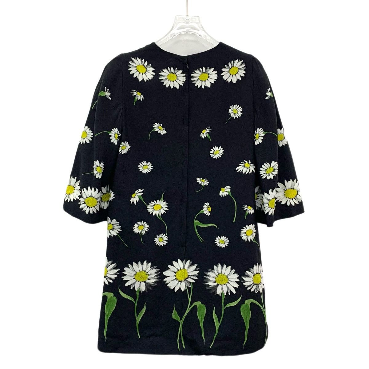 Dolce & Gabbana Dolce&Gabbana Black Daisy Printed Short Sleeve Dress K26WX Size S / US 4 / IT 40 - 2 Thumbnail