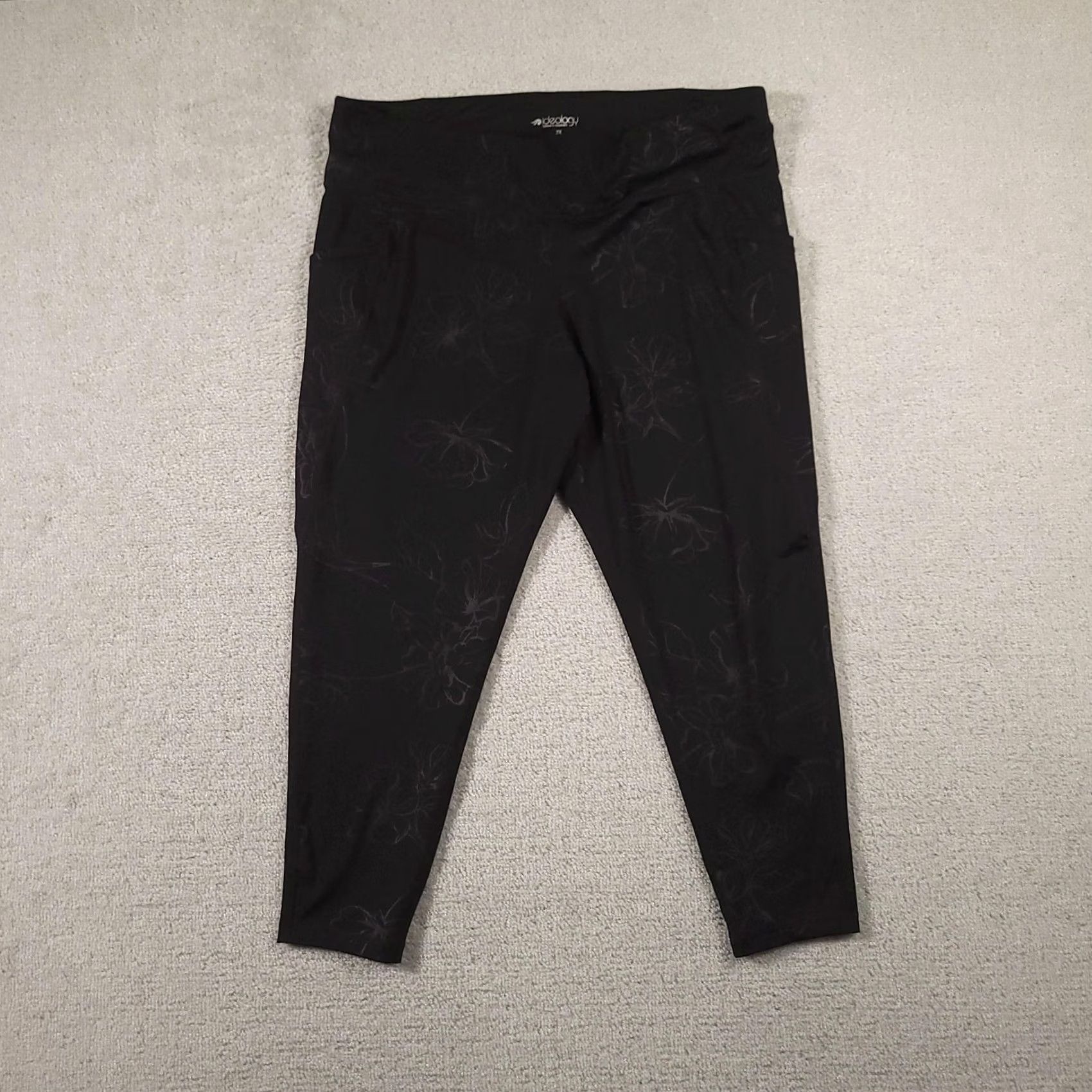 Vintage Ideology Leggings Womens 2X Black Floral Pockets High Rise Athletic Yoga Pants Size 40" / US 18 - 2 Thumbnail