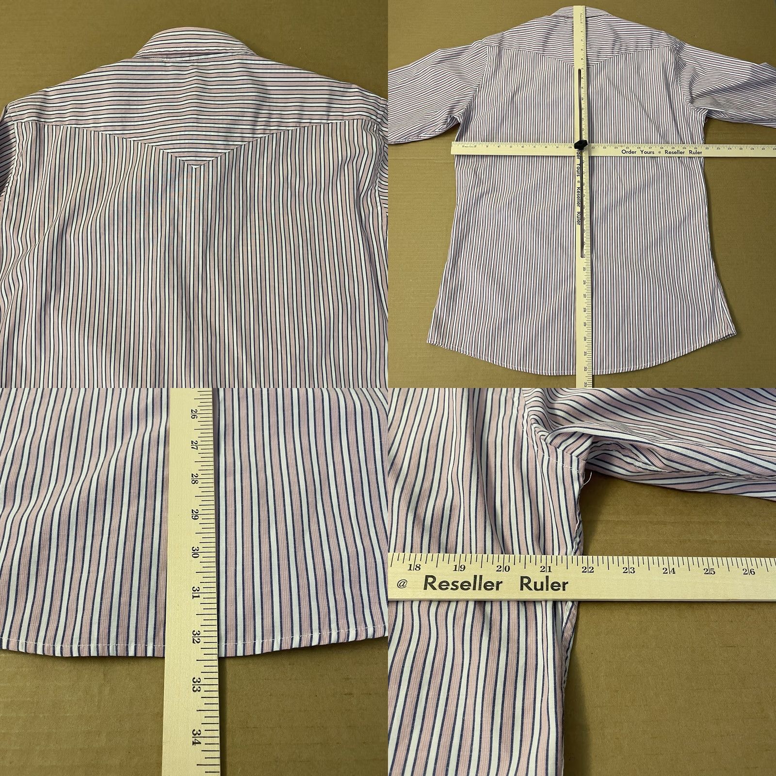 Vintage Panhandle Slim Shirt Mens 16 33 Pink Stripe Button-Down Pearl Snap Pockets Cowboy Western Vintage Size US L / EU 52-54 / 3 - 9 Thumbnail