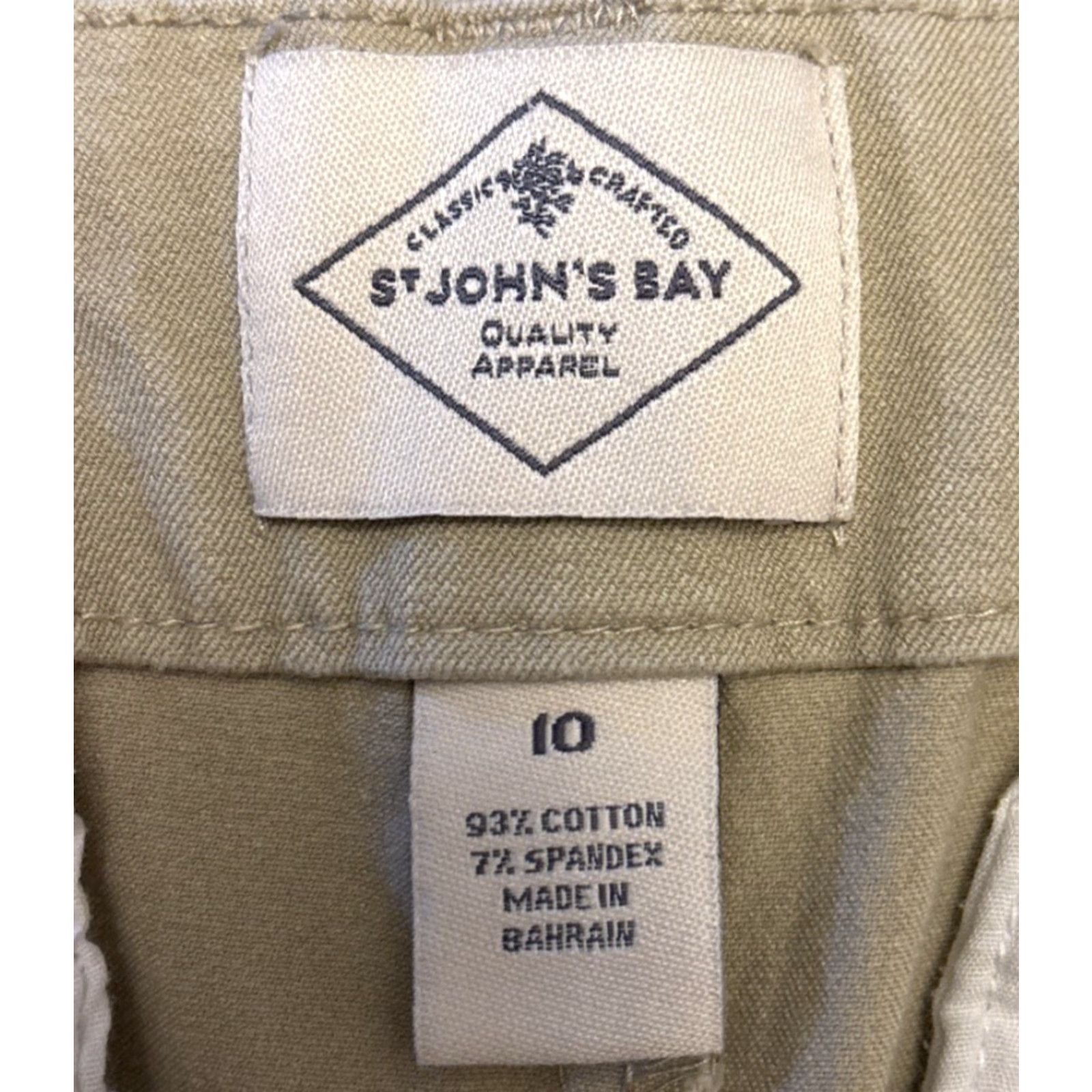 Vintage St. John's Bay Dress Pants Sz 10 Women's Straight Leg 32x30.5 Tan Khaki Stretch Belt Pockets Regular Inseam 30.5 Beige Be/Stretch Pattern: Solid Size 32" / US 10 / IT 46 - 5 Thumbnail