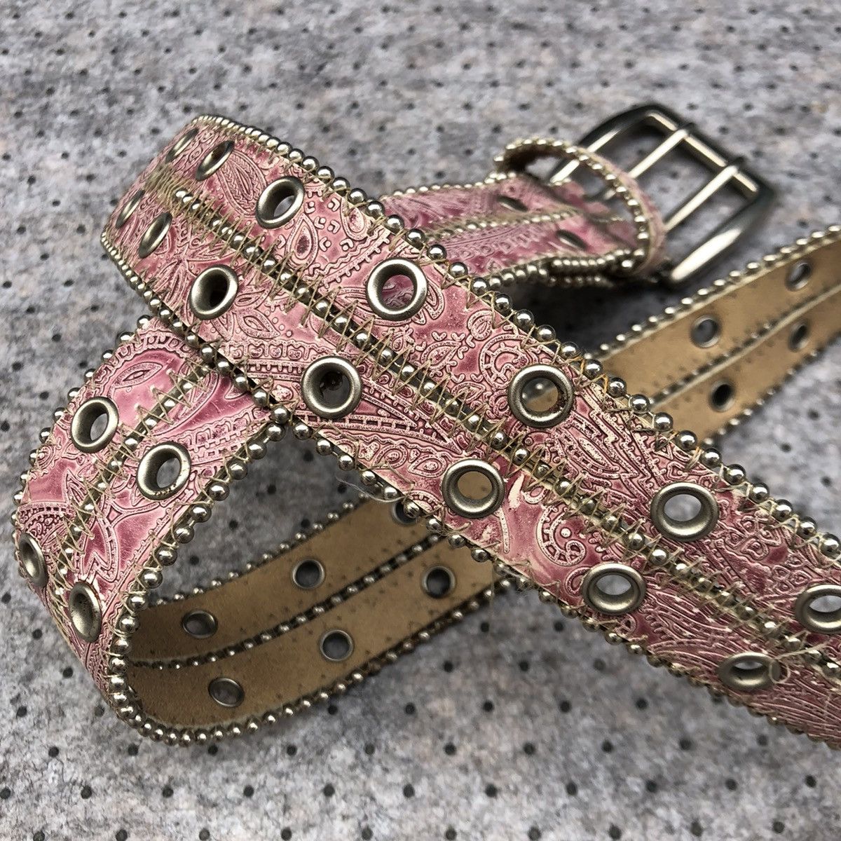 Japanese Brand Y2k style Paisley Pattern Studded Belt Size ONE SIZE - 7 Thumbnail