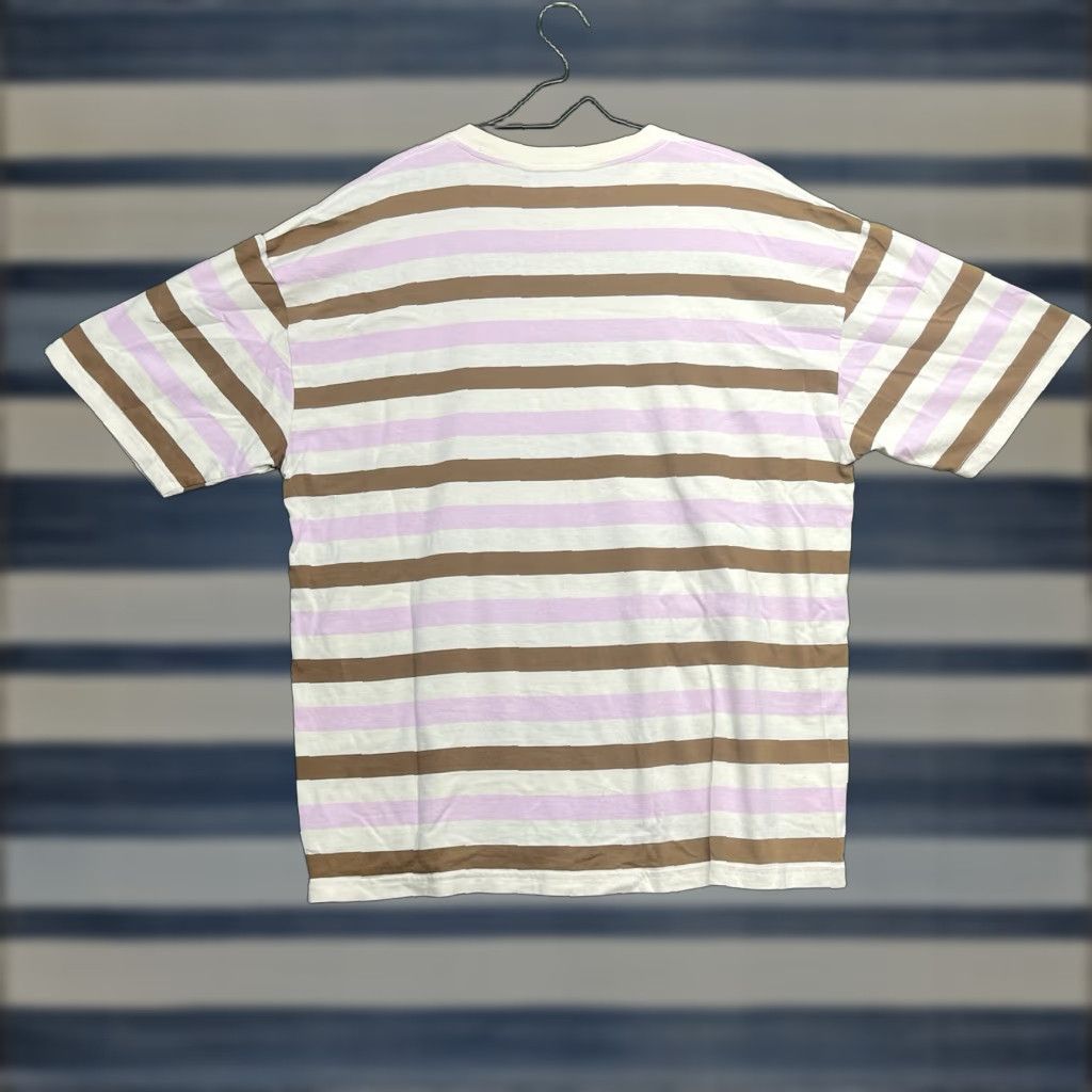 Drew House Drew House Mens L Multicolor Striped Crew Neck T-Shirt - 90s Cartoon Art Embroidered Bizzy Bee Short Sleeve Boxy Casual Size US 33 - 1 Thumbnail