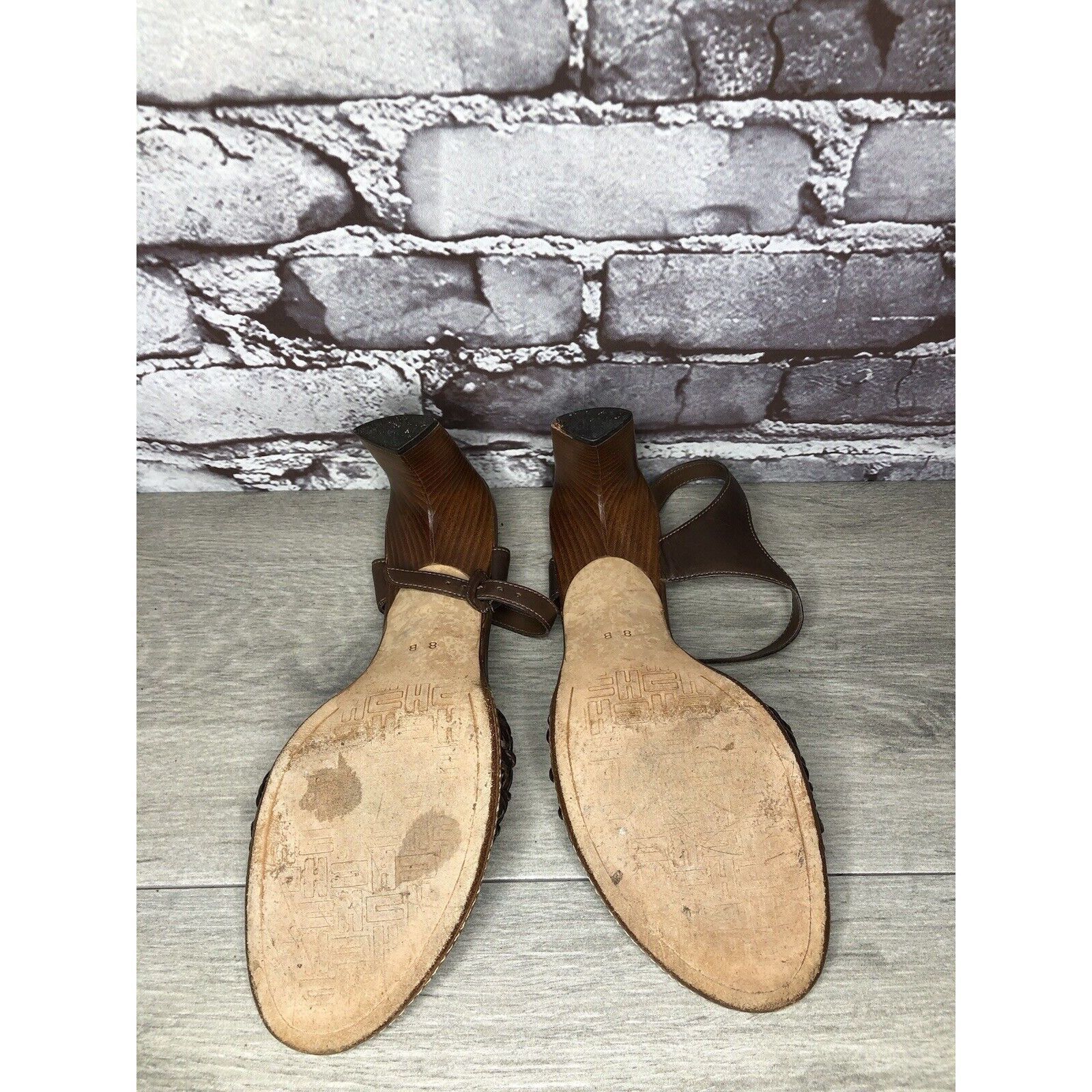 Cole Haan Cole Haan Brown Leather Woven Heel AnkleStrap Sandals Women Size US 7.5 / IT 37.5 - 16 Thumbnail