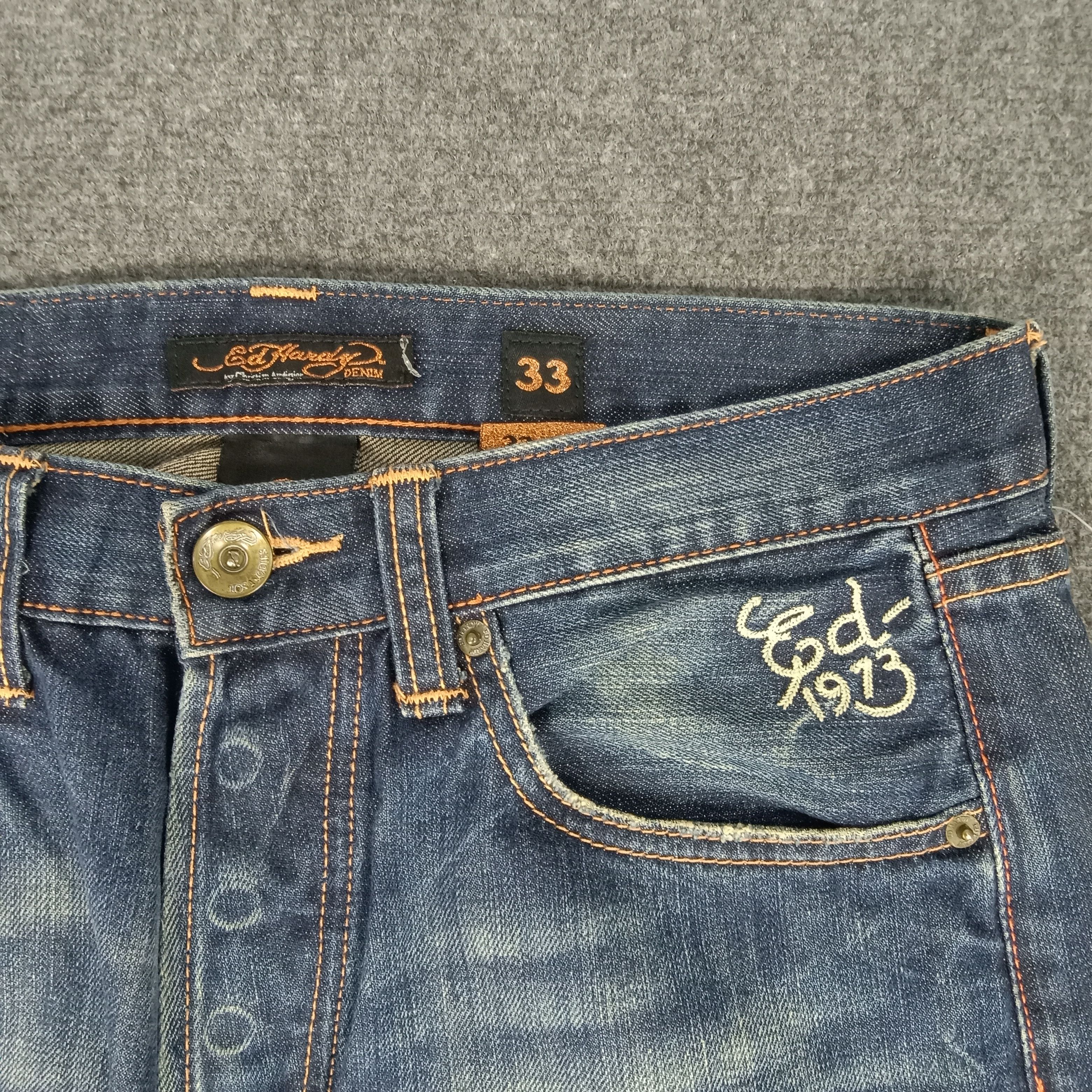 Christian Audigier × Ed Hardy × Vintage Ed Hardy American Designer Embroidery Art Jeans Size US 31 - 8 Thumbnail