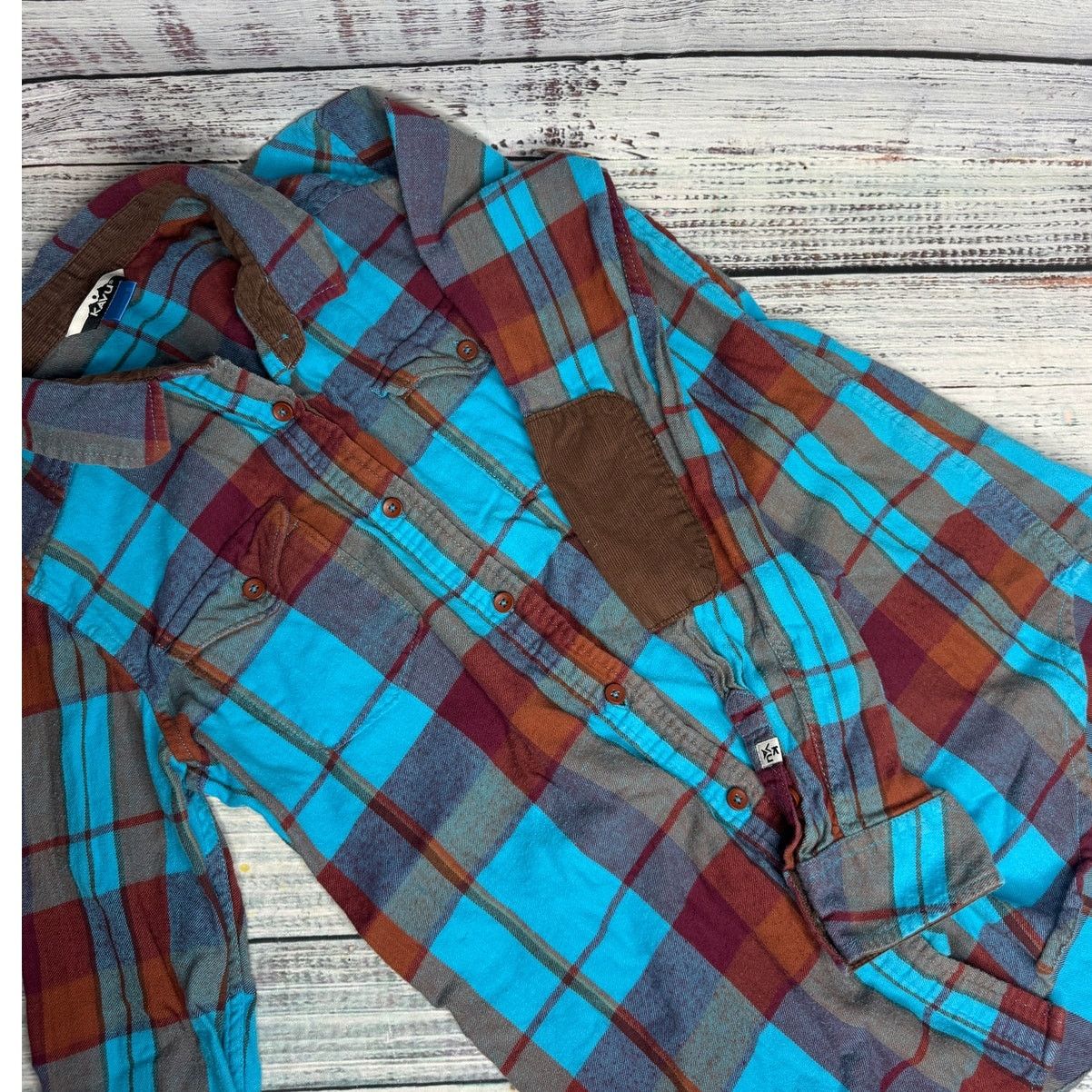 KAVU KAVU Plaid Flannel Shirt Blue Button Front Outdoor Hiking Sm Size S / US 4 / IT 40 - 1 Thumbnail