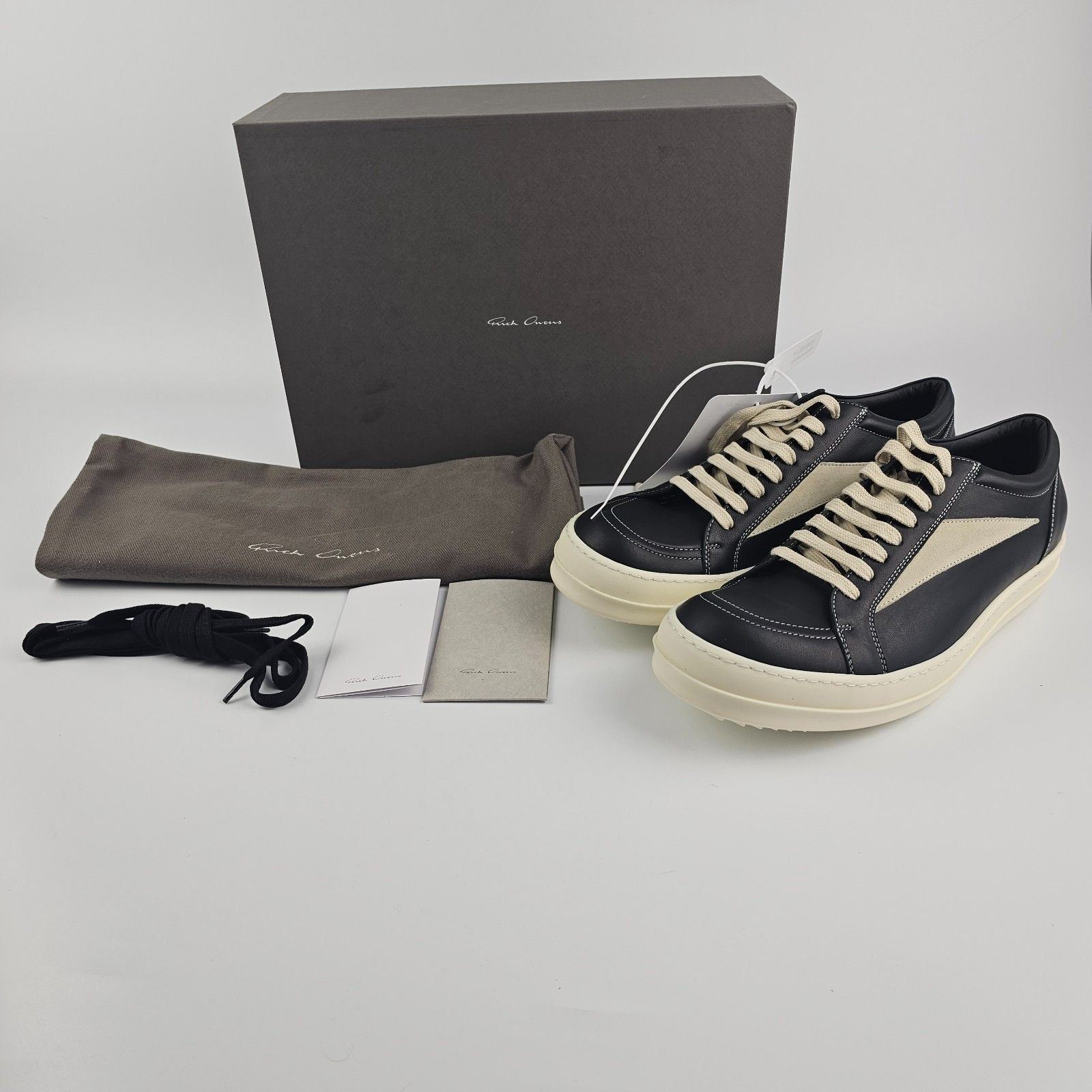 RICK OWENS CONCORDIANS Vintage Black/Milk Low Sneakers New (