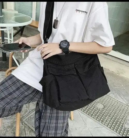 VIBE Vintage Simple Many Pockets Canvas Shoulder Bag🔥🔥🔥 Size ONE SIZE - 2 Thumbnail