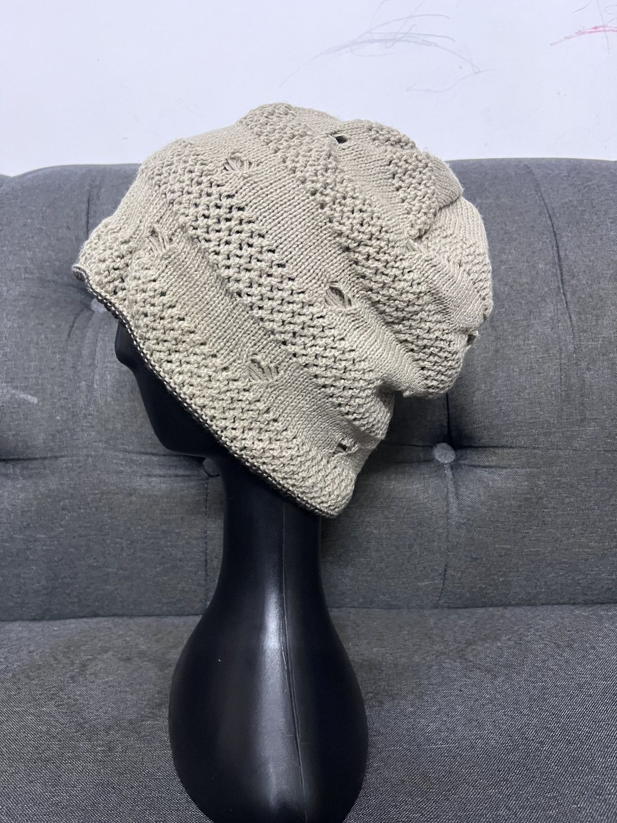Japanese Brand thrashed stripe kurt cobain beanie hat Size ONE SIZE - 6 Thumbnail