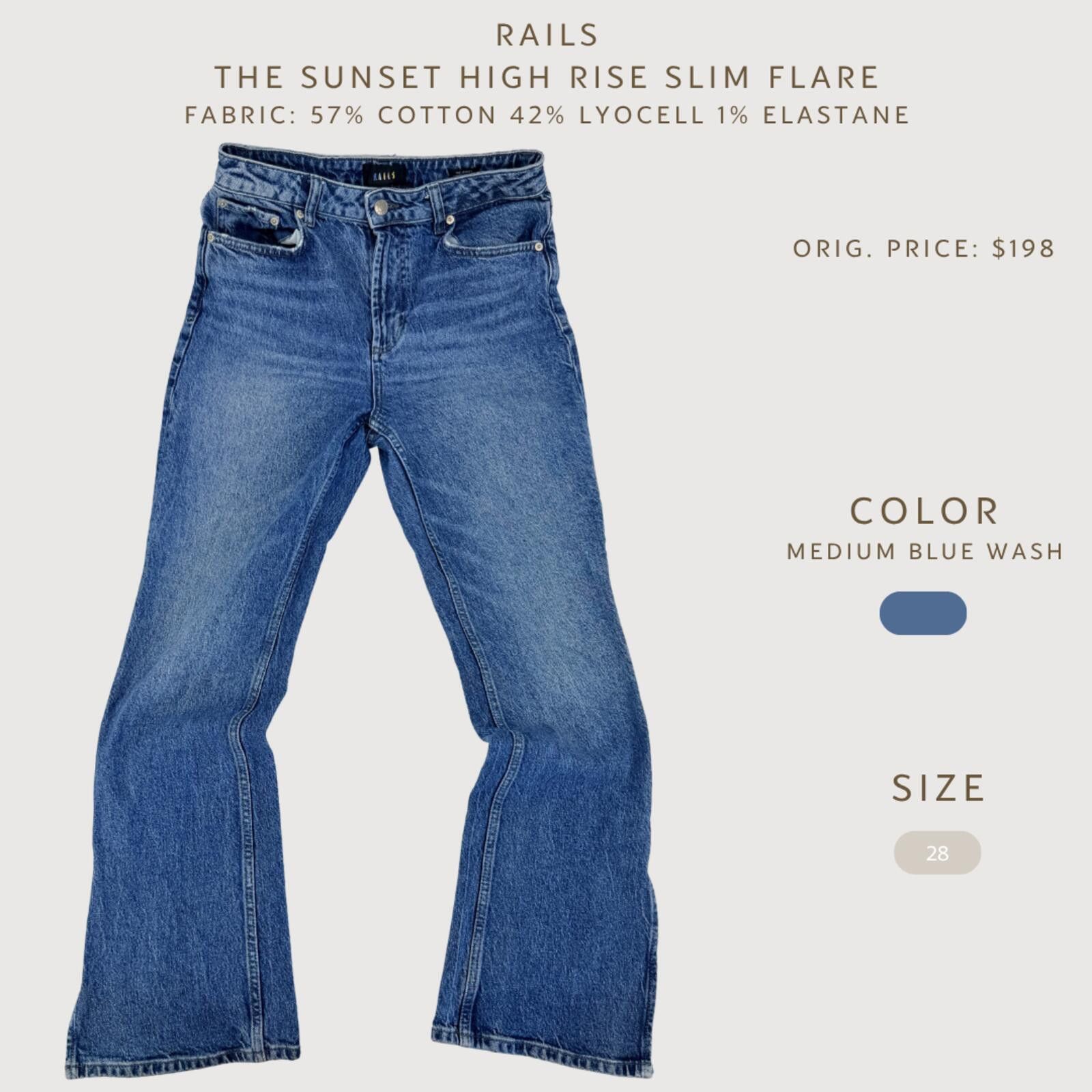 Rails Rails Sunset High Rise Slim Flare Jeans 28 Size 28" / US 6 / IT 42 - 2 Thumbnail