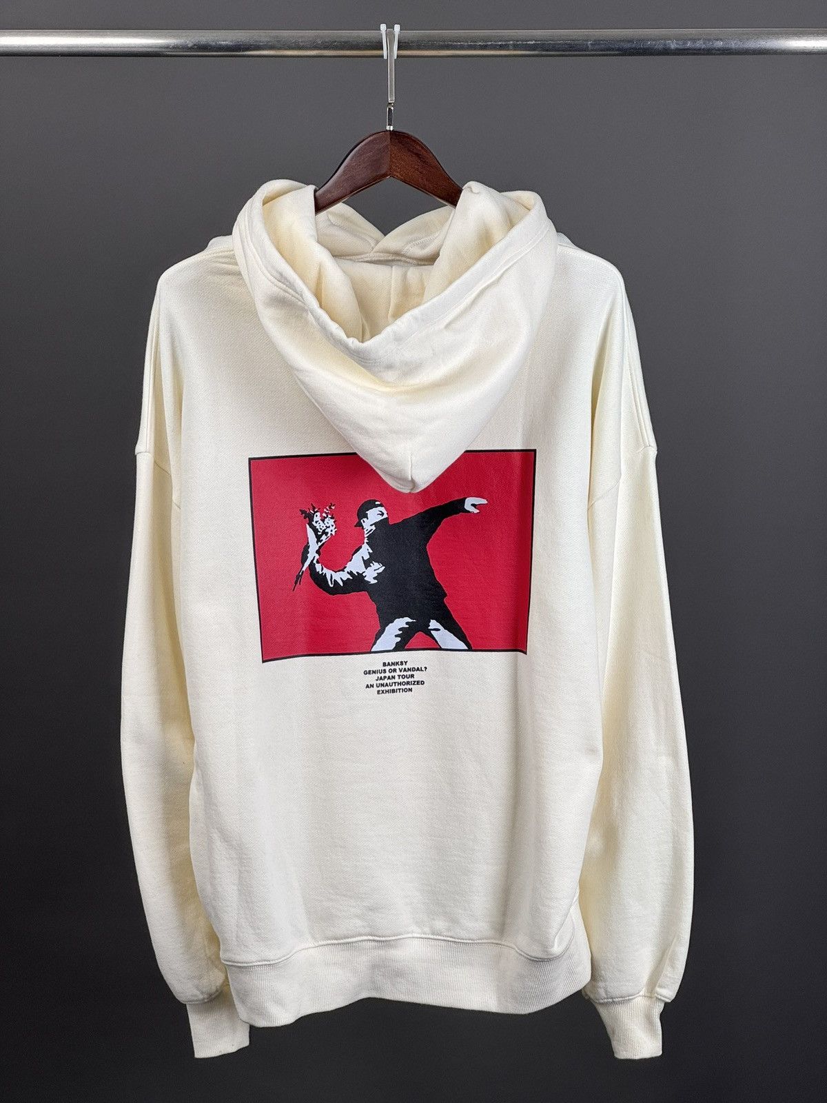 image of Banksy Hoodie L in White, Men's (Size Large)