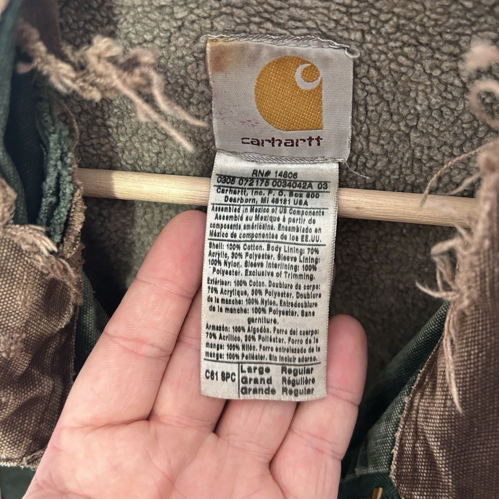 Carhartt Thrashed Carhartt Sandstone Sherpa-Lined Ridge Coat “Spruce” Size US L / EU 52-54 / 3 - 12 Thumbnail