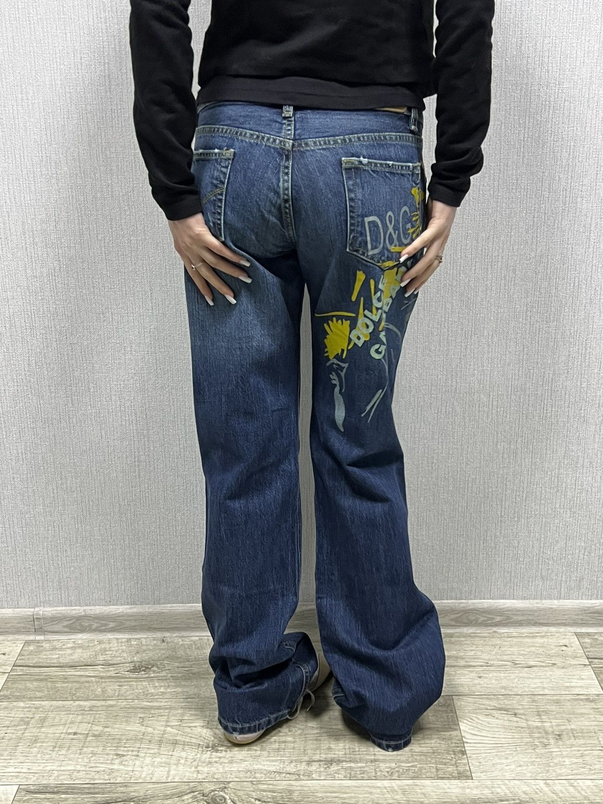 Dolce & Gabbana NEW! Crazy Vintage Dolce Gabbana Big Logo Flared Y2k Jeans Size 29" - 4 Thumbnail