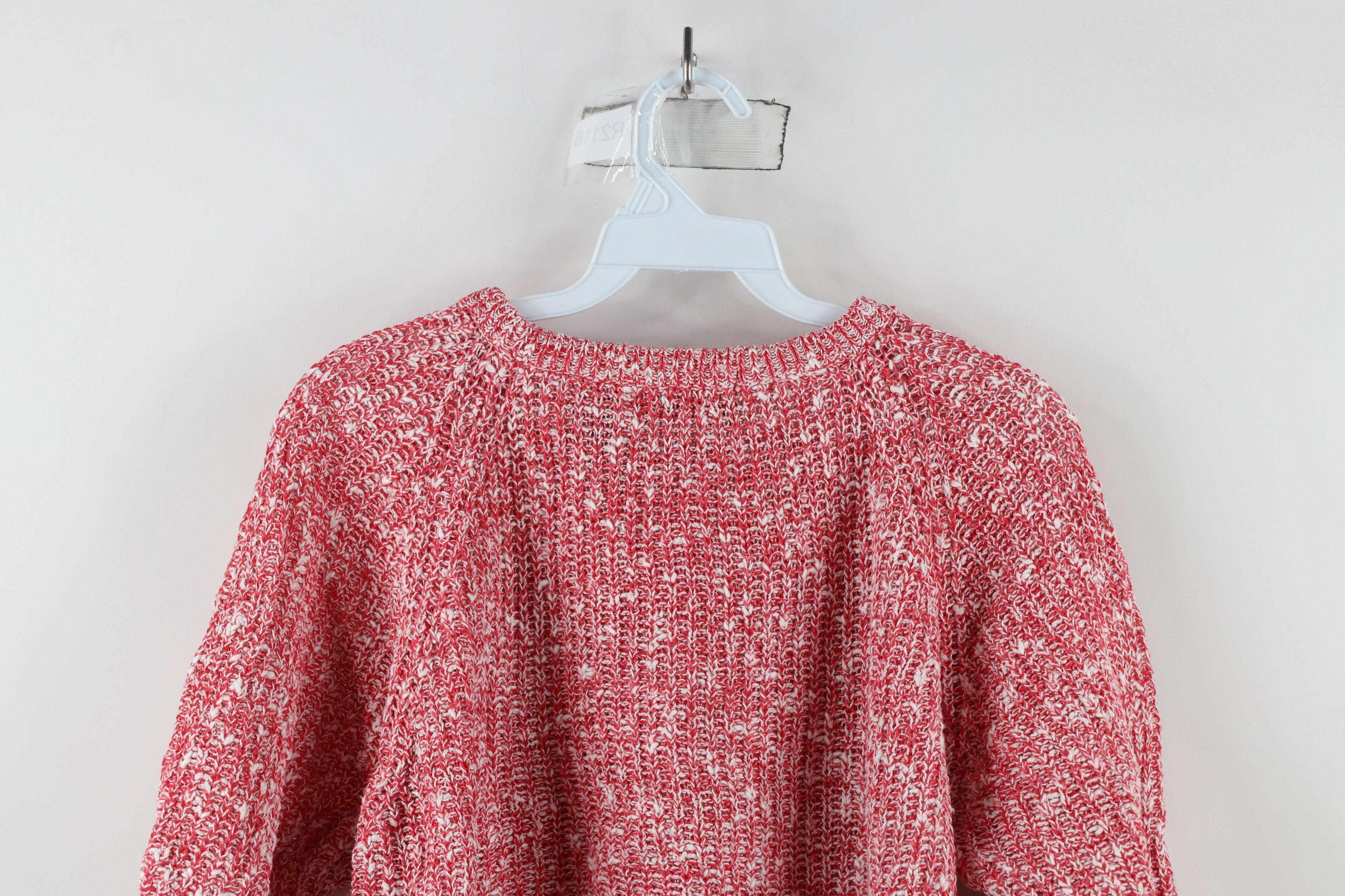 Vintage Vintage 90s Streetwear Ribbed Knit Short Sleeve Sweater Red Size L / US 10 / IT 46 - 7 Thumbnail