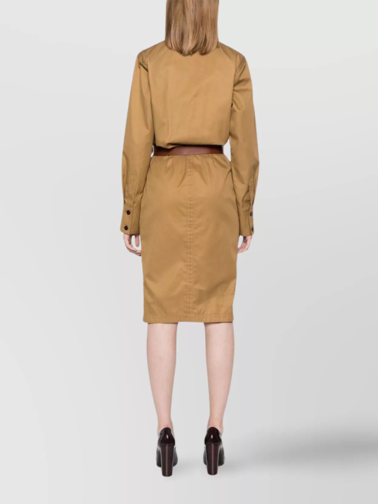 Saint Laurent Paris o1y0126 Midi Dress in Camel Size M / US 6-8 / IT 42-44 - 4 Thumbnail