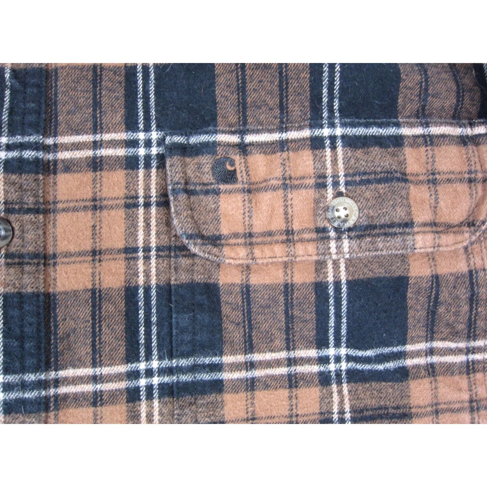 Carhartt Carhartt Shirt Mens 2XL XXL Brown Black Plaid Flannel Button Up Cotton Workwear Size US XXL / EU 58 / 5 - 3 Thumbnail