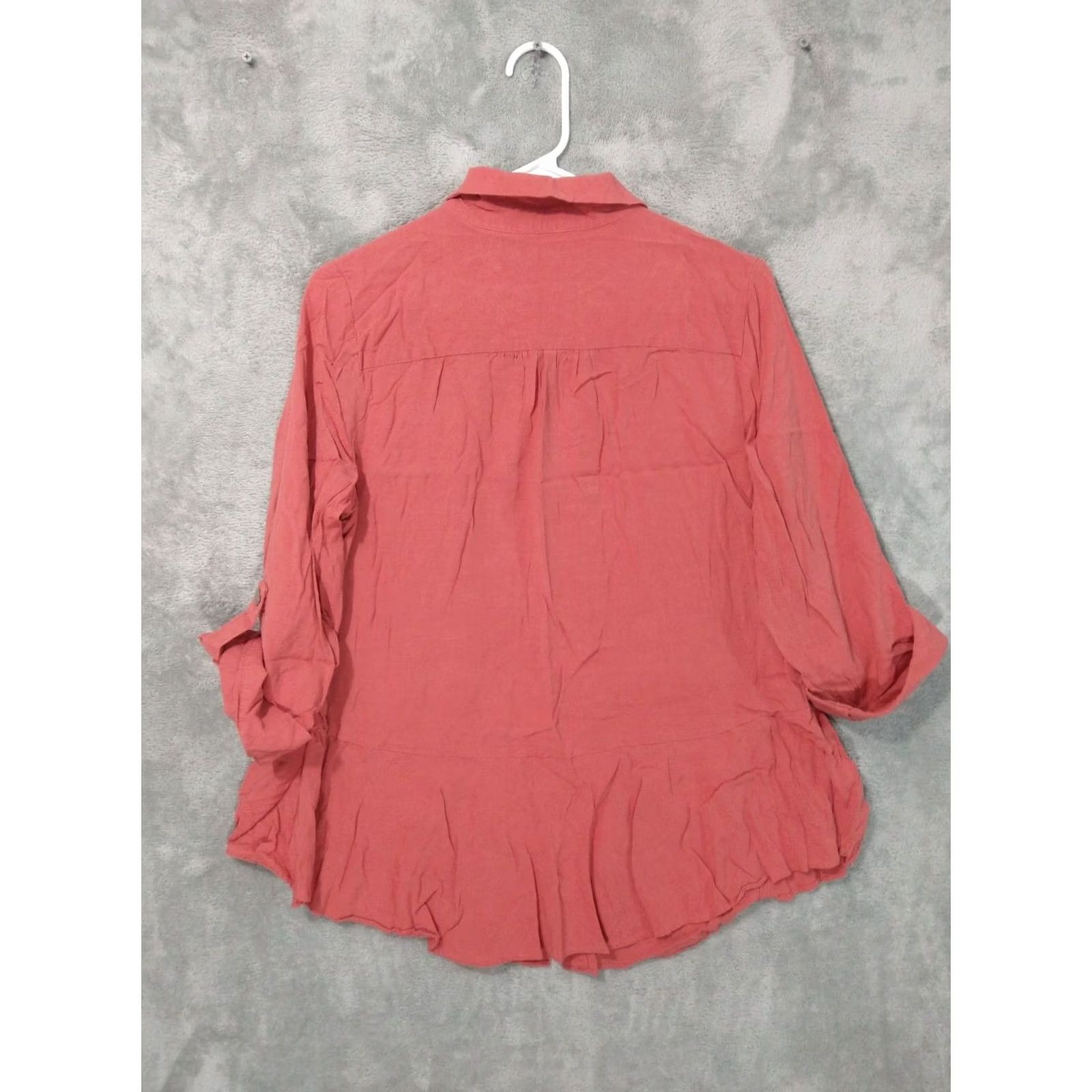 Soft Surroundings Soft Surroundings Shirt Womens Large Pink Button Up Roll Tab Beachy Coastal Top Size L / US 10 / IT 46 - 2 Thumbnail