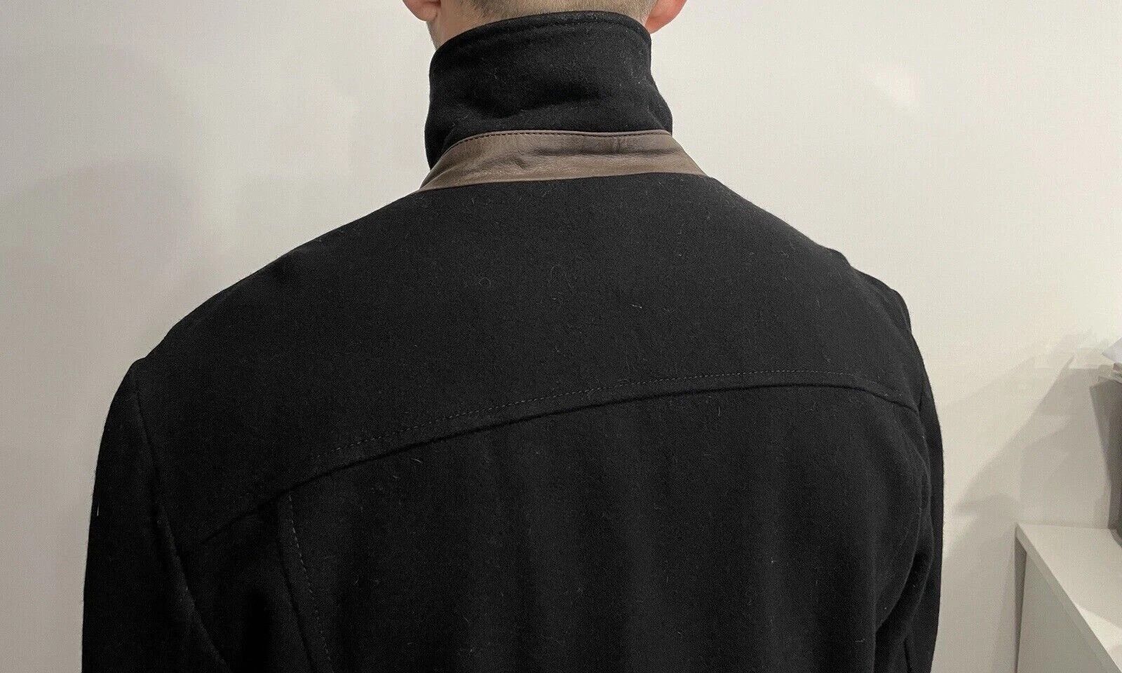 Dolce & Gabbana Dolce & Gabbana Wool Men Coat Jacket Leather Details Black Size US L / EU 52-54 / 3 - 8 Thumbnail