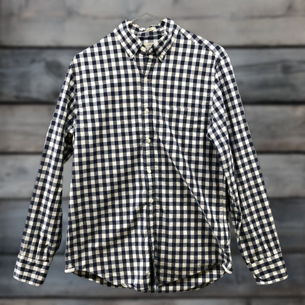 J.Crew J. Crew Shirt Mens S Classic Fit Long Sleeve Button-Down Blue White Gingham 2-Ply Cotton Shirt Size US S / EU 44-46 / 1 - 1 Thumbnail