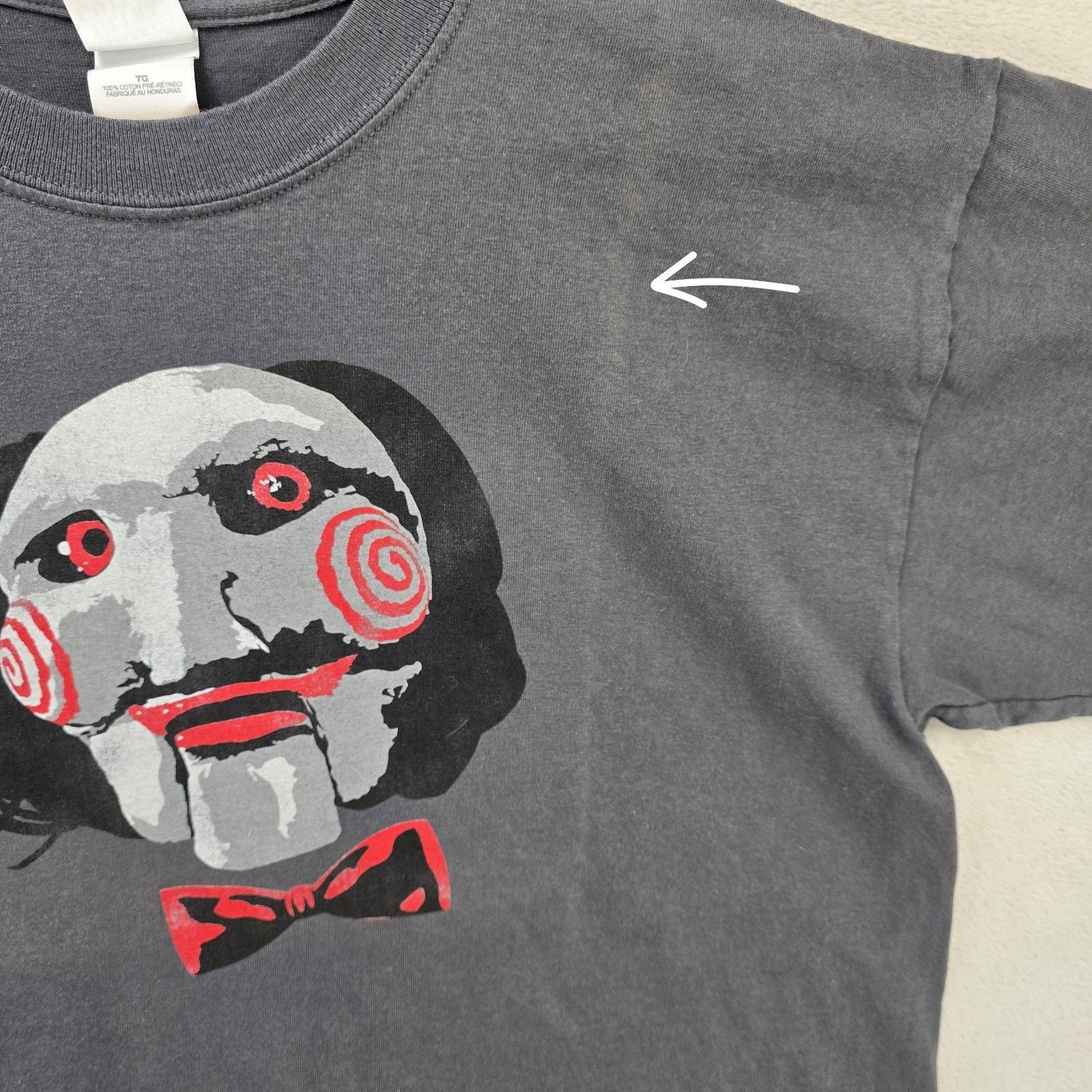Gildan Vintage SAW Horror Movie Shirt XL Rare Jigsaw Big Face 2004 Size US XL / EU 56 / 4 - 5 Thumbnail