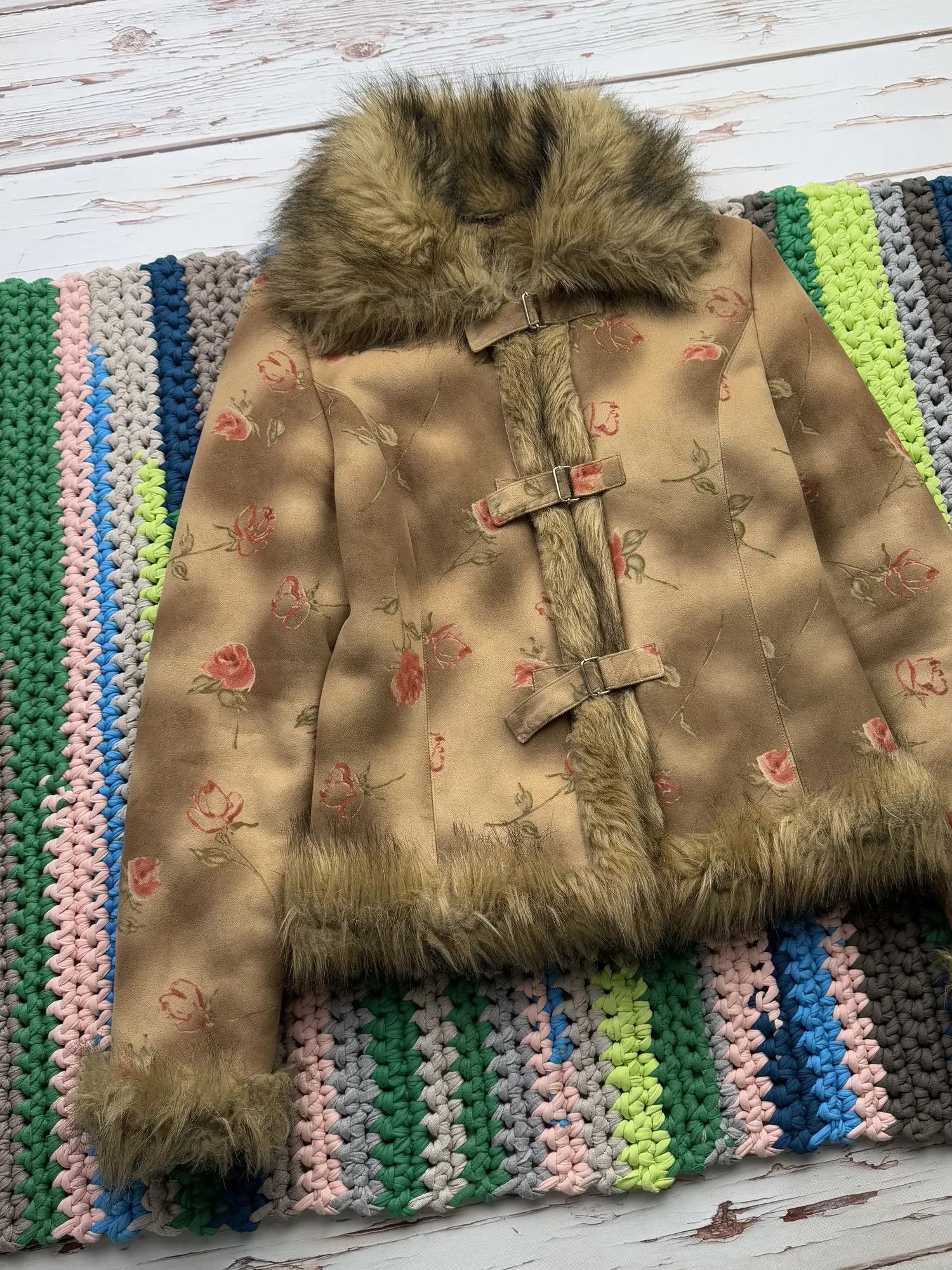 Japanese Brand Vintage Faux Sheepskin Coat (ET1)(D15) Size M / US 6-8 / IT 42-44 - 2 Thumbnail