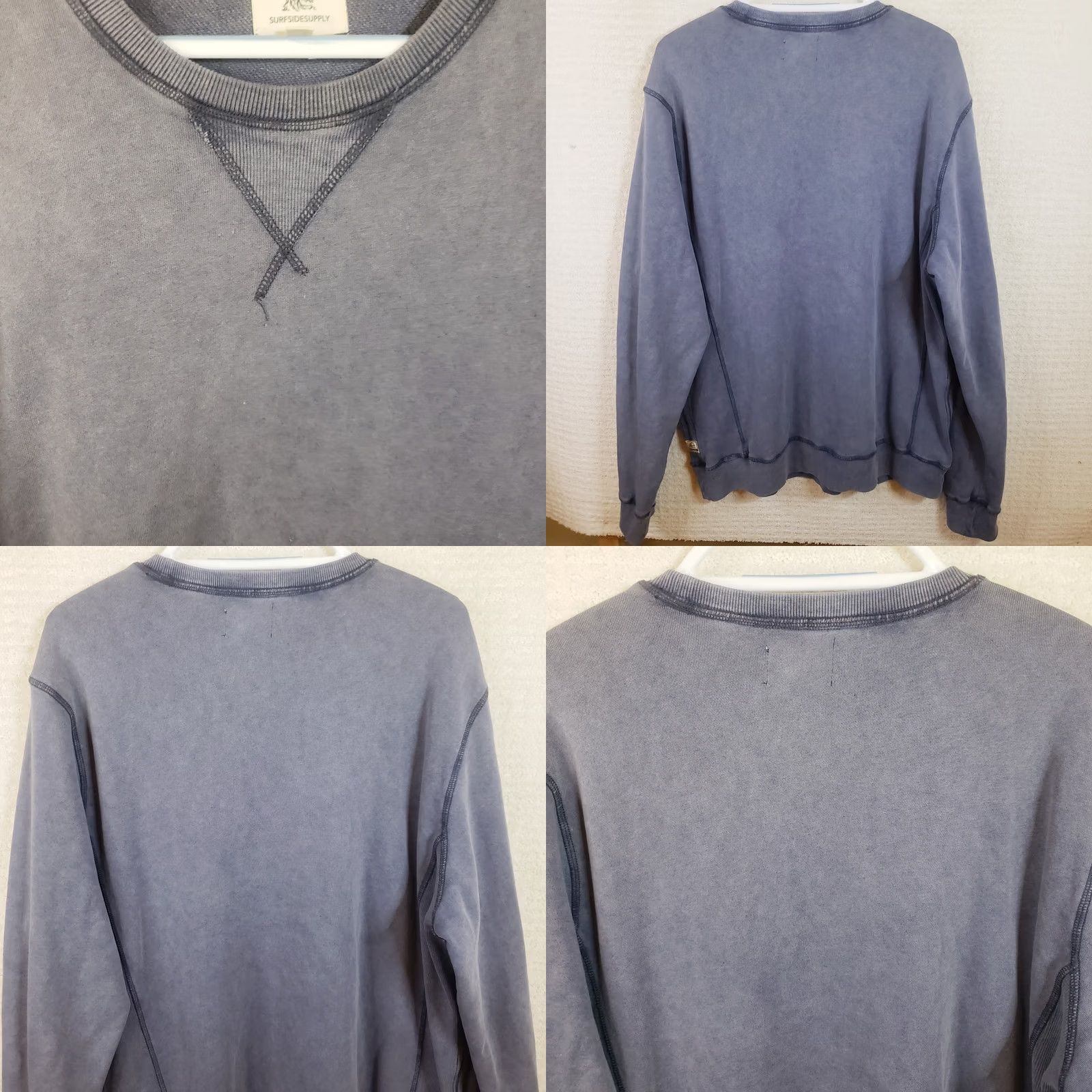 Vintage Surfside Supply Men's XL Blue Faded Long Sleeve Crewneck Sweatshirt Sweater Pullover Casual Size US XL / EU 56 / 4 - 8 Thumbnail
