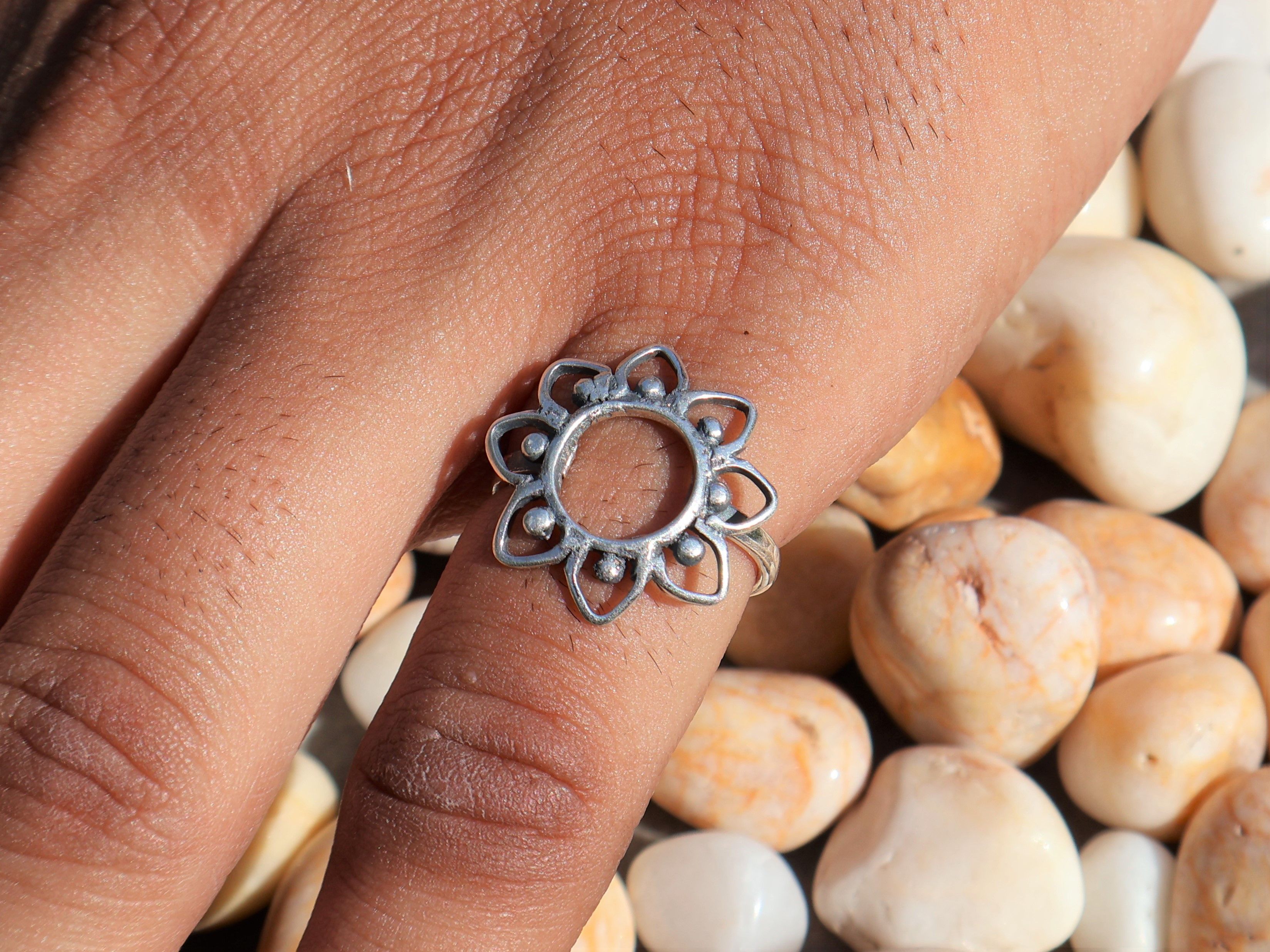 Handmade Silver Flower Ring, 925 Sterling Silver Ring, Handmade Ring, Size ONE SIZE - 7 Thumbnail
