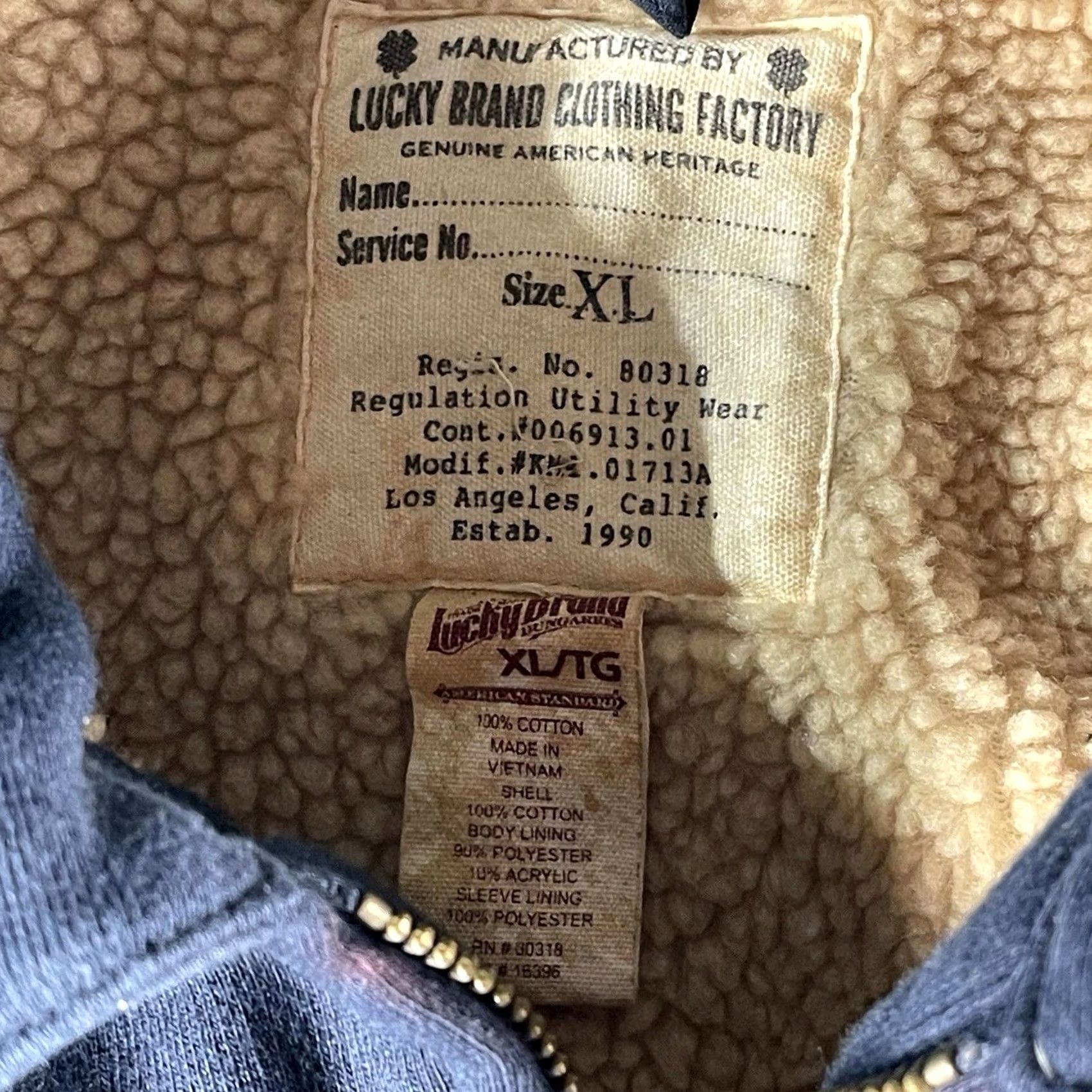 Lucky Brand Lucky Brand Coat Shirt - Mens XL Blue Sherpa Lined Military Army Casual Workwear Jacket Size US XL / EU 56 / 4 - 3 Thumbnail