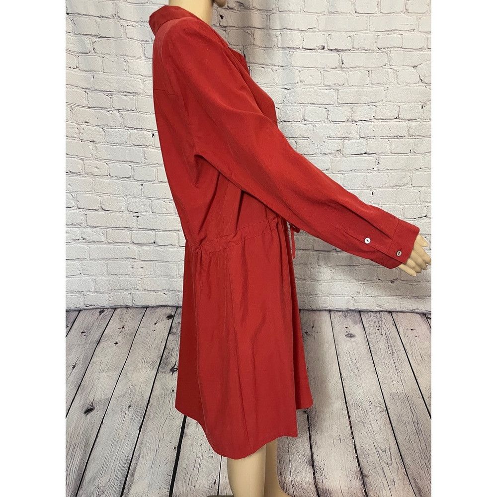 J. Jill NWT New J.Jill Silk Red Long Sleeve Shirt Dress Size L Size L / US 10 / IT 46 - 3 Thumbnail