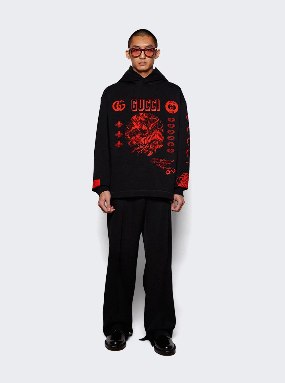 Gucci o1loc1c1225 784414 Symbols Hooded Sweatshirt Black & Orange Size US S / EU 44-46 / 1 - 2 Thumbnail