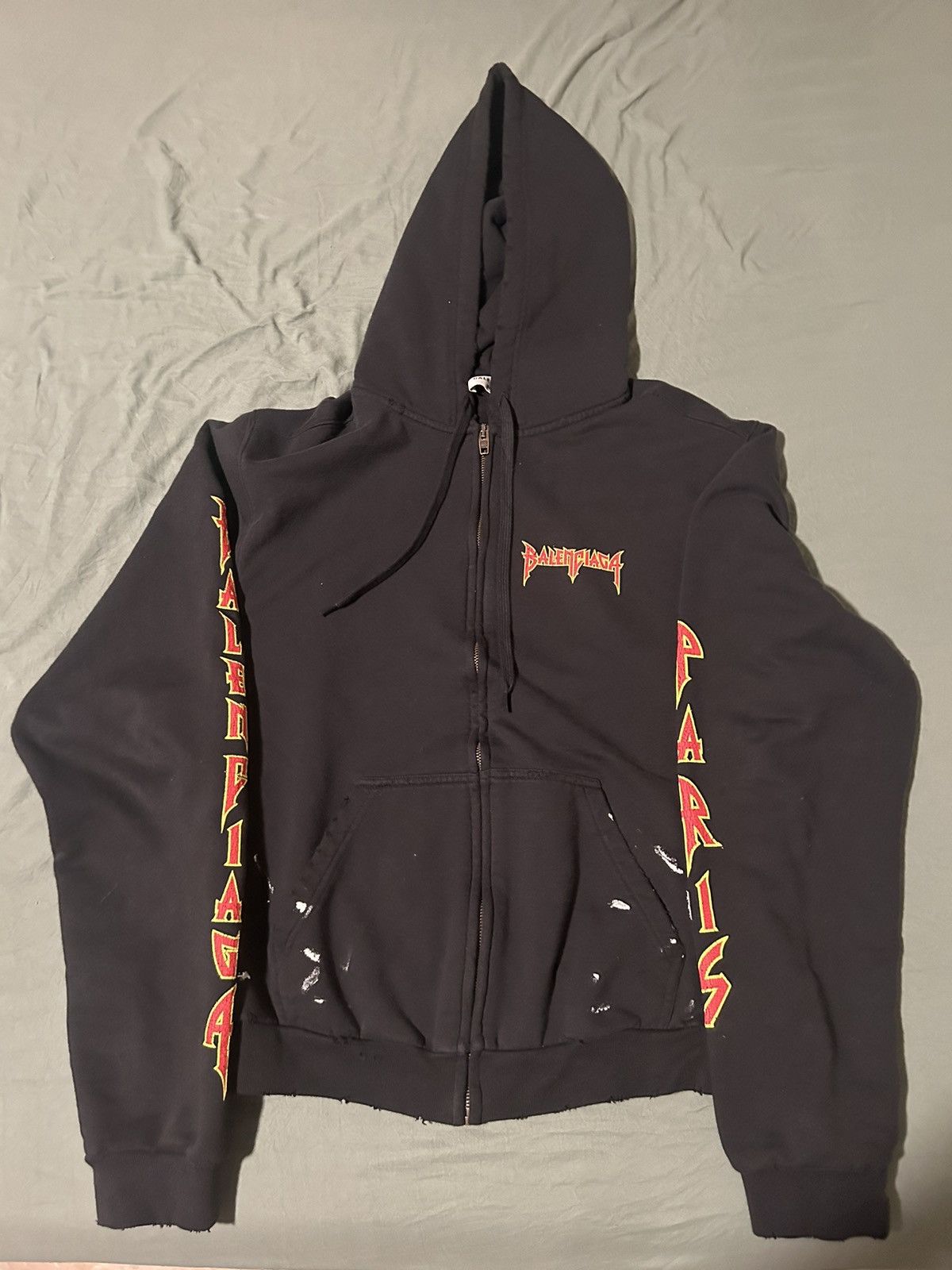 Balenciaga Balenciaga Paint Splatter Metal Zip Up | Grailed