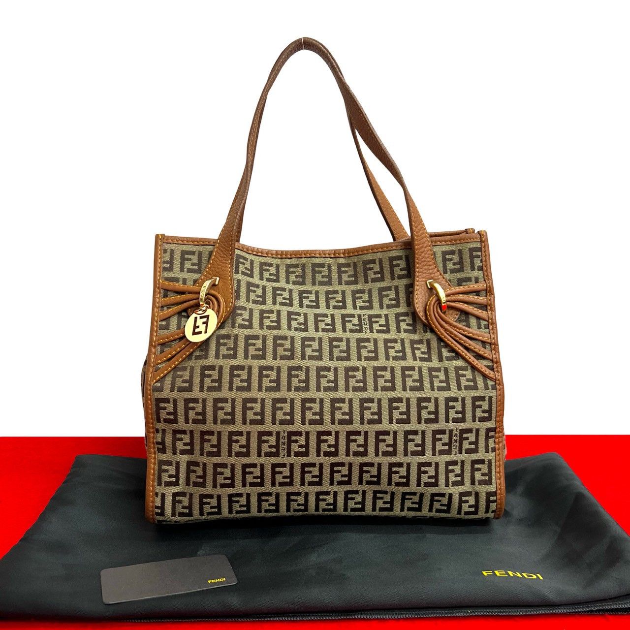 Fendi Fendi Fendi Zucchino Canvas Leather Handbag Textile Tote Bag 254-7 DUTY FREE for USA Size ONE SIZE - 1 Thumbnail
