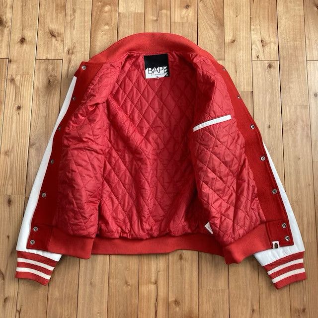 Bape BAPE STA Logo Leather Sleeve Varsity Jacket a bathing ape Size US L / EU 52-54 / 3 - 7 Thumbnail