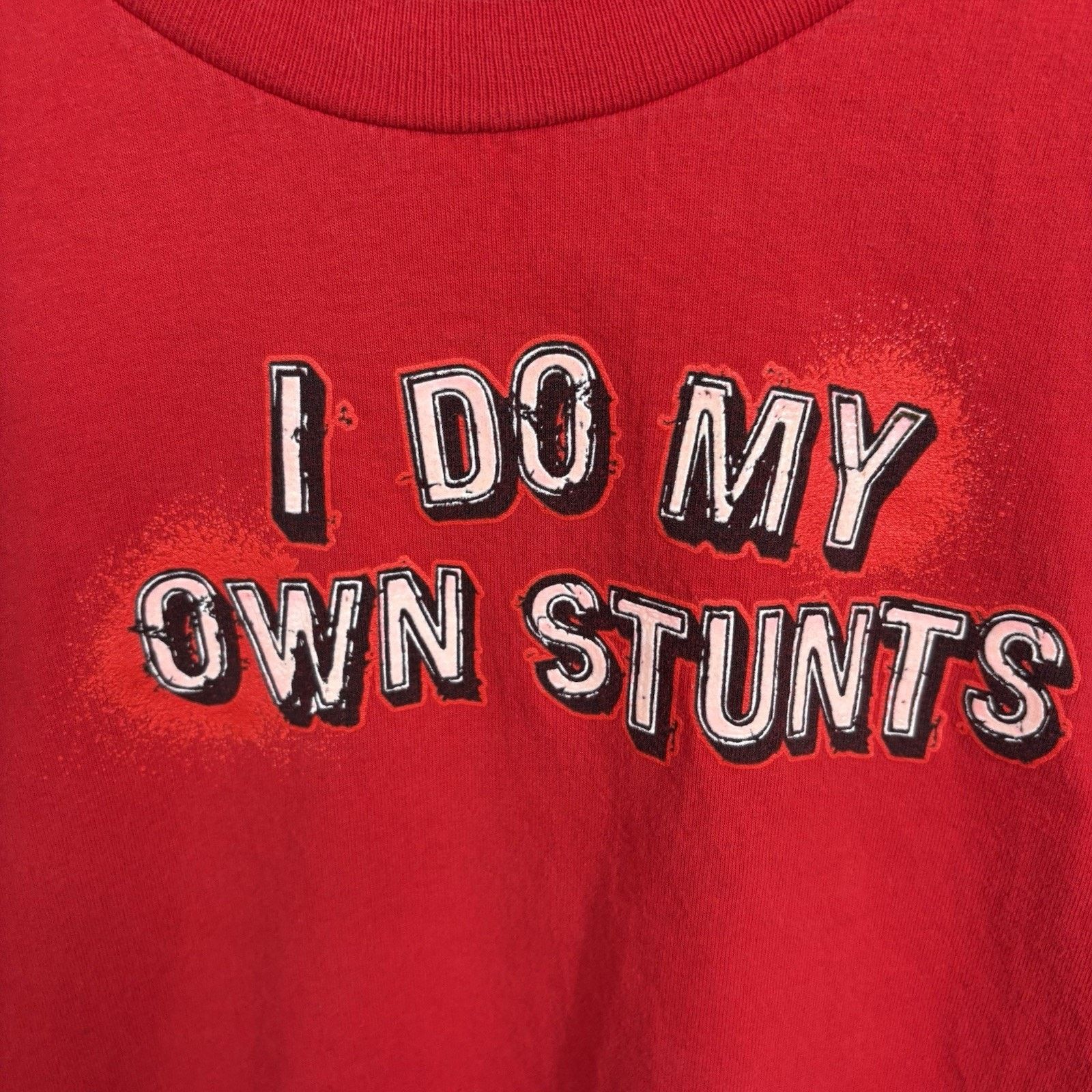 Fruit Of The Loom Y2K Red Baby Tee “I Do My Own Stunts” Long Sleeve Size Small Size US S / EU 44-46 / 1 - 2 Thumbnail