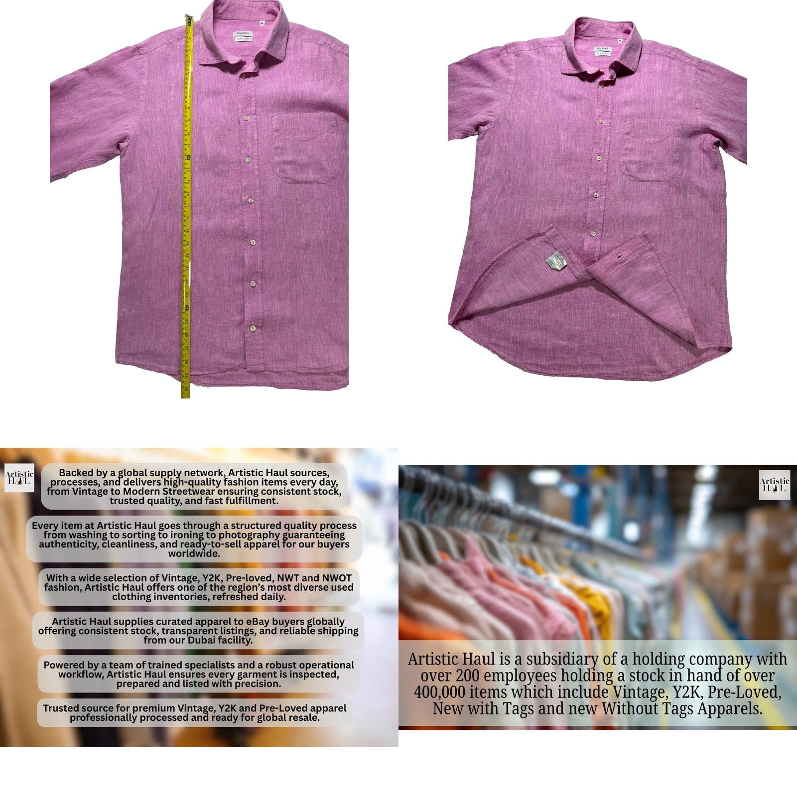 Vintage PURO LINO Raphael Positano Linen Button-Up Shirt | Size M, Pink, Long Sleeve, Collared, Solid Linen, Breathable, Casual Mens Shirt Size US M / EU 48-50 / 2 - 8 Thumbnail