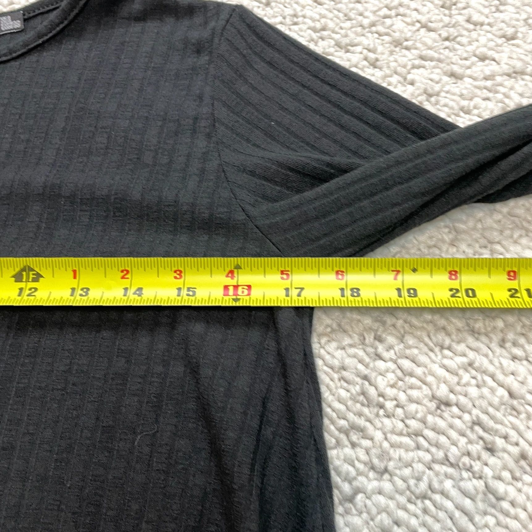 Boohoo VINTAGE Boohoo Shirt Dress Womens 0 Black Long Sleeve Ribbed Polyester Knee Length Dress Woman Size XS / US 0-2 / IT 36-38 - 4 Thumbnail