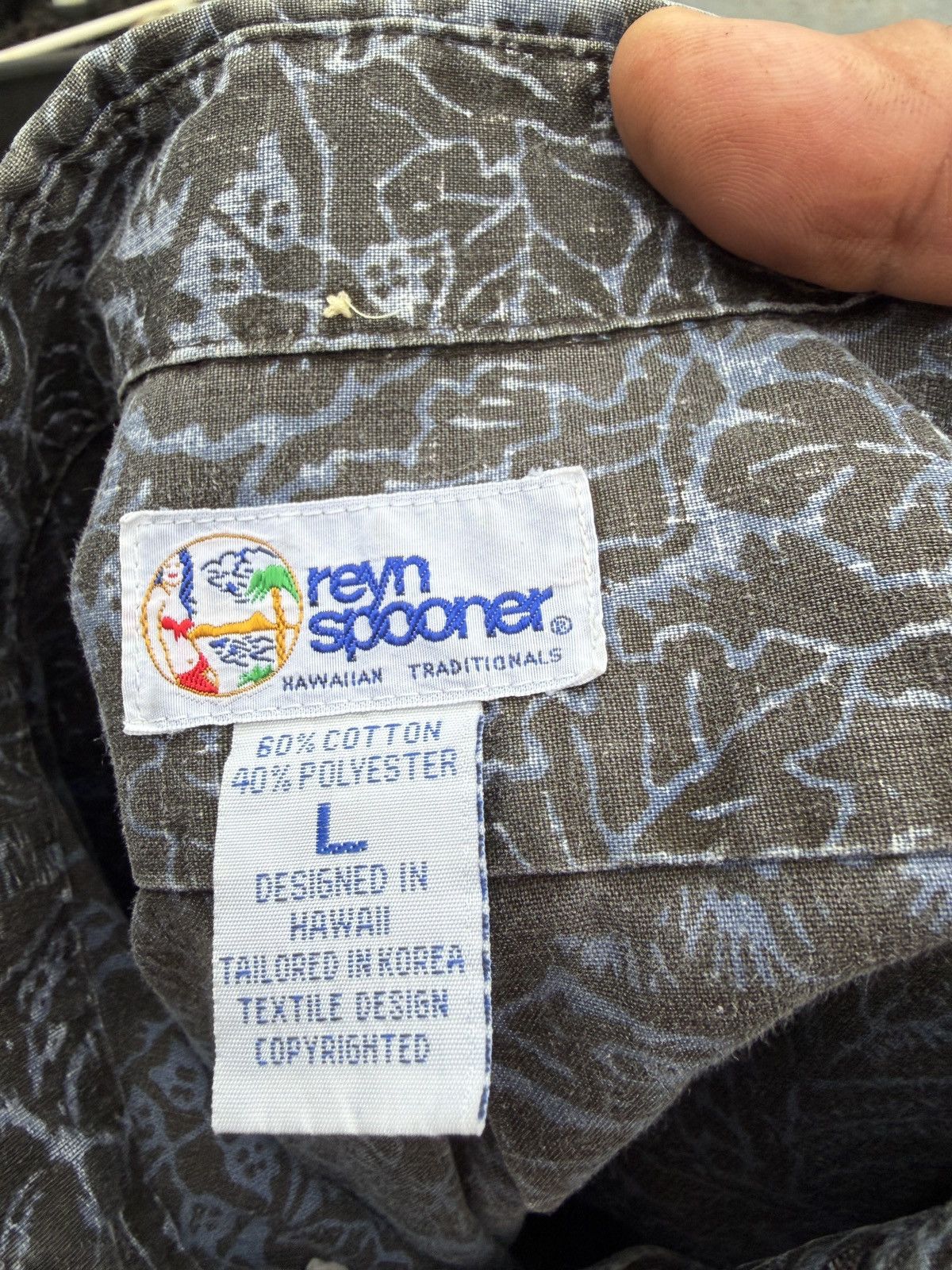 Reyn Spooner PreOwned Reyn Spooner Hawaiian Print Black/Blue Men's L Size US L / EU 52-54 / 3 - 4 Thumbnail