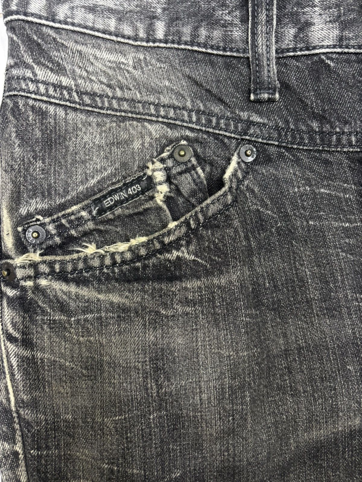 Kapital 🔥EDWIN 403 SMOKE BLACK MADE IN JAPAN DISTRESSED DENIM JEANS Size US 32 / EU 48 - 10 Thumbnail