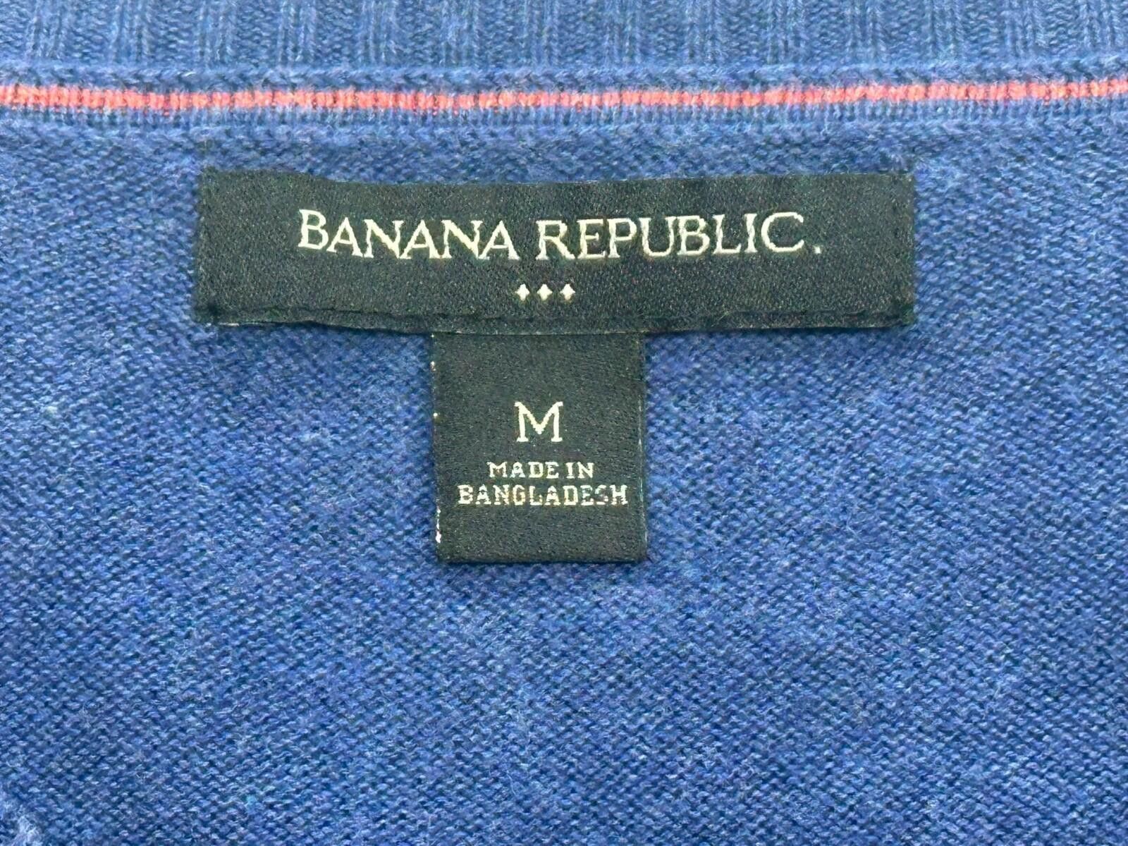 Banana Republic Banana Republic 100% Cotton V-Neck L/S Sweater Blue Mens M Size US M / EU 48-50 / 2 - 5 Thumbnail