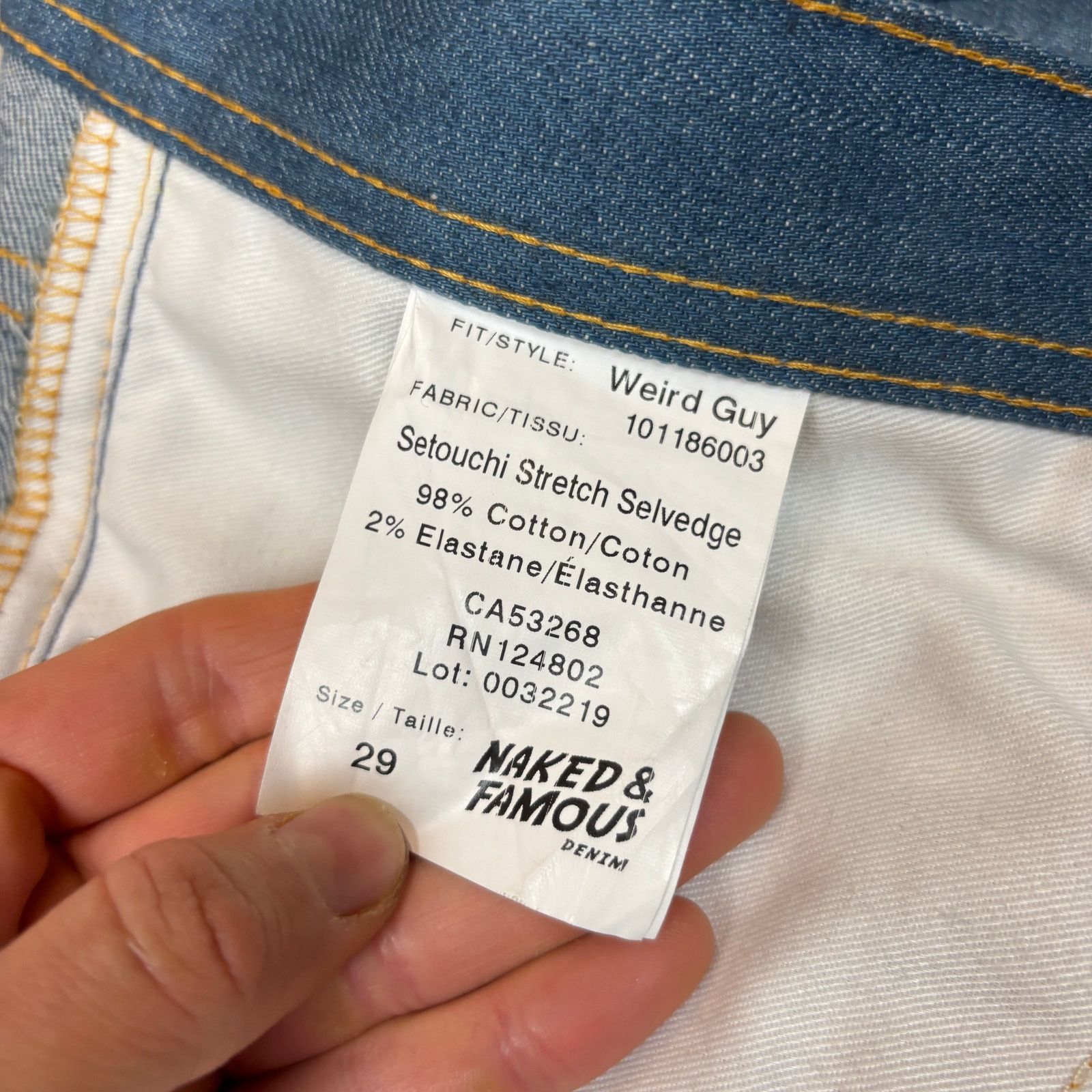 Naked & Famous Naked & Famous Weird Guy Jeans Raw Men's 29x34 Size US 29 - 5 Thumbnail