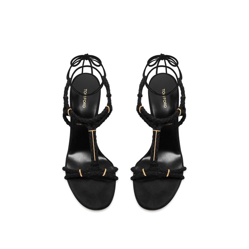 Tom Ford o1loc1c0326 W3729 Woven Suede Lily Sandals in Black Size US 9 / IT 39 - 3 Thumbnail
