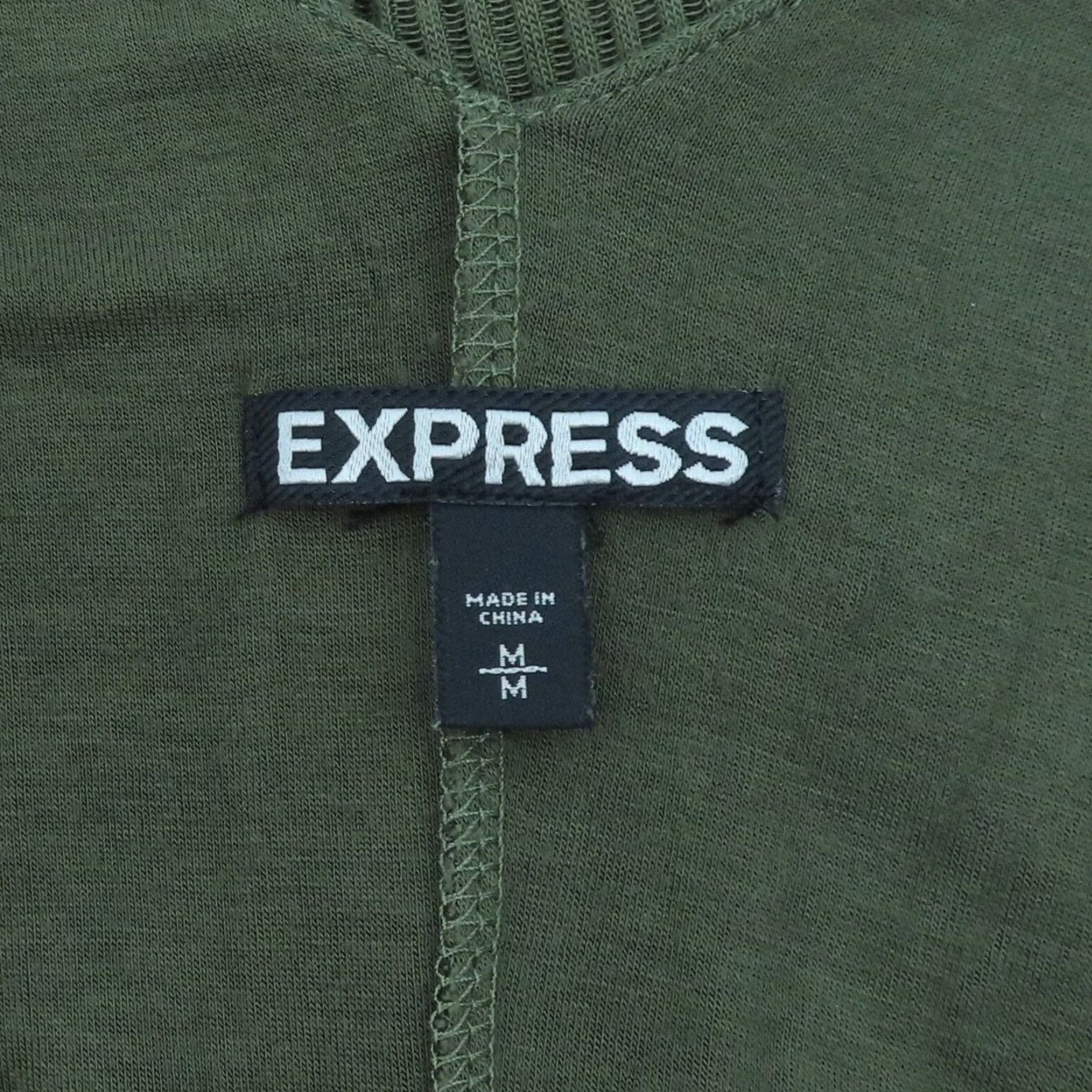 Express Express Womens Medium Green Ribbed Stretch Spaghetti Strap V Neck Midi Dress Size M / US 6-8 / IT 42-44 - 5 Thumbnail
