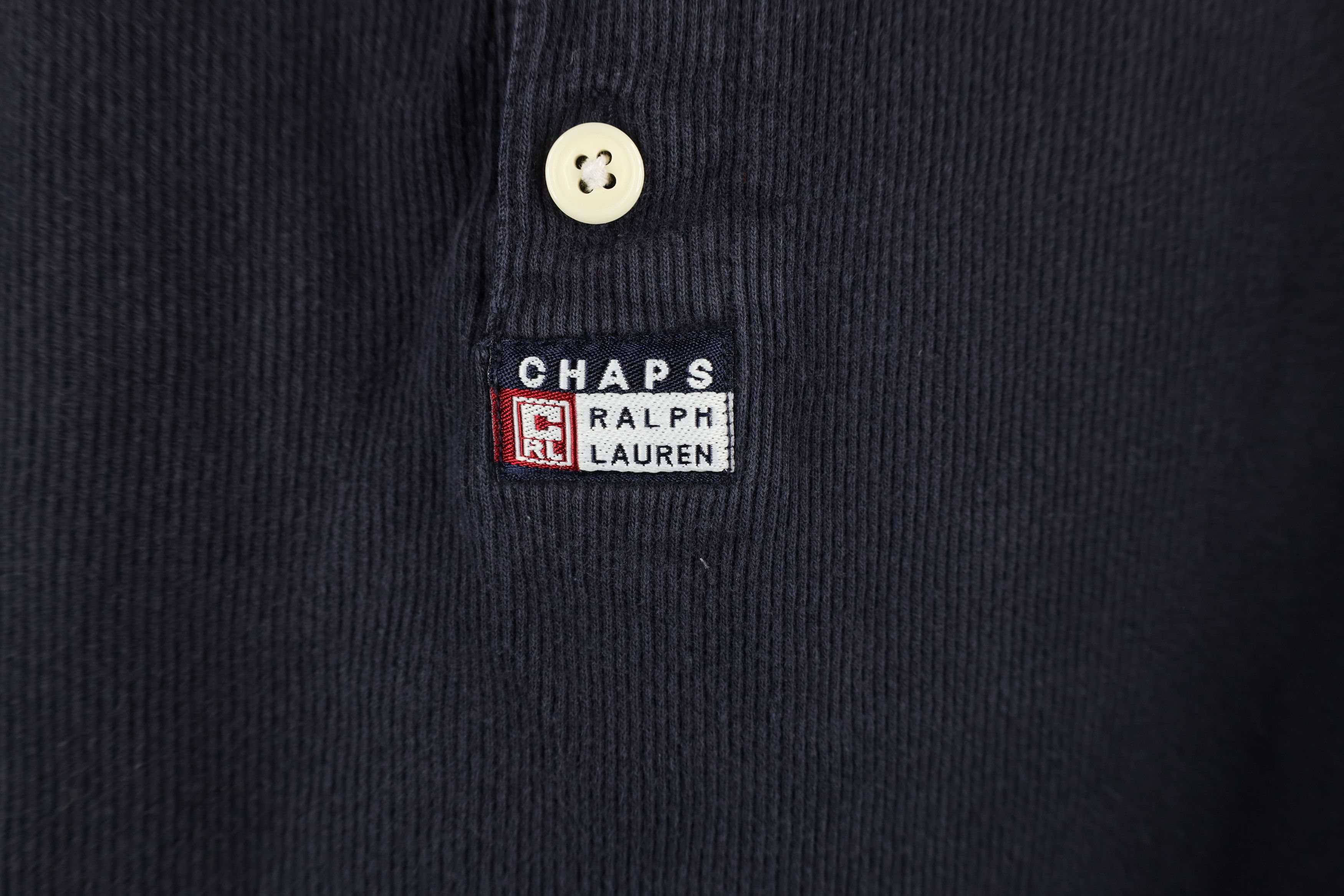 Ralph Lauren × Vintage Vintage 90s Chaps Ralph Lauren Knit Henley T-Shirt Blue Size US XL / EU 56 / 4 - 5 Thumbnail