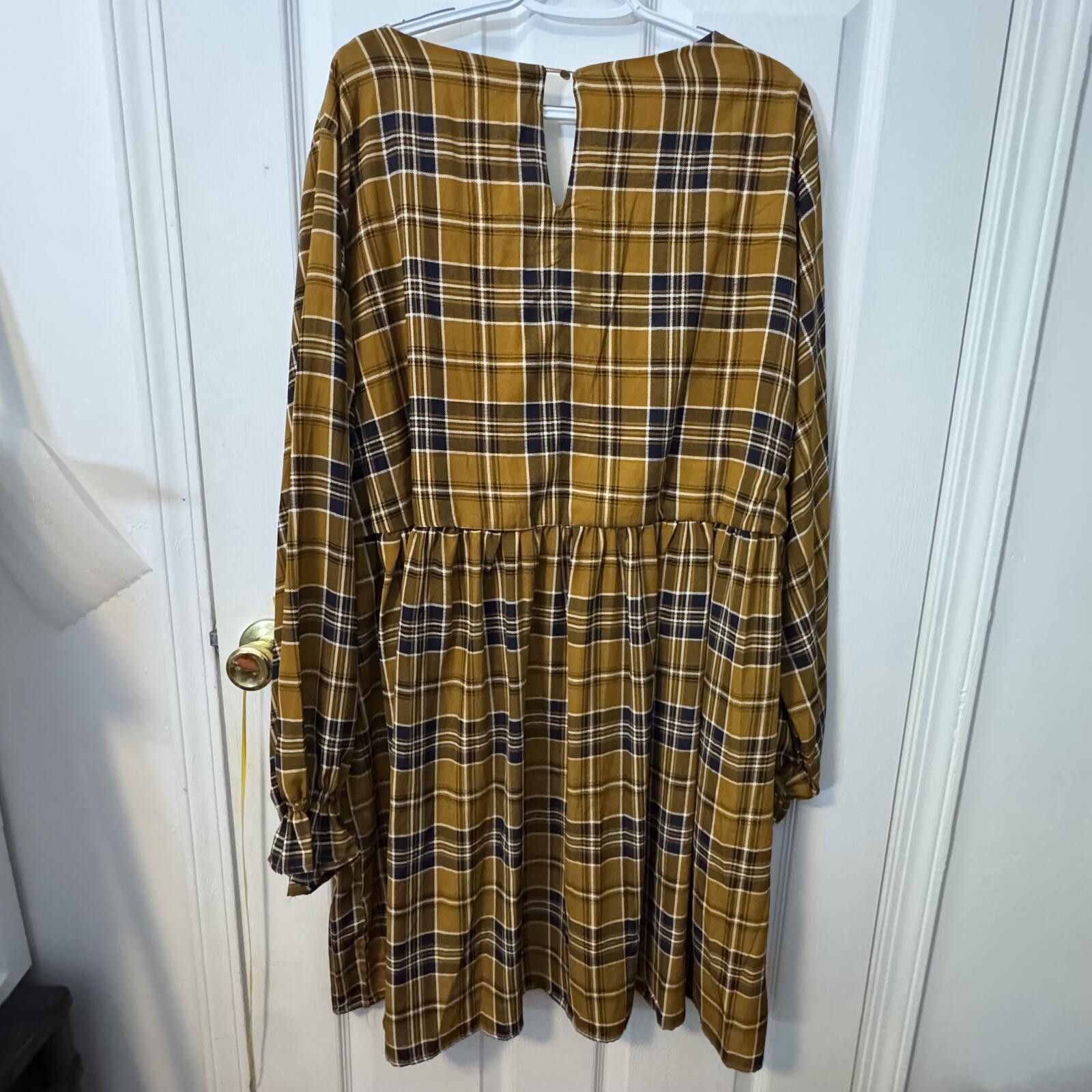 Hyden Yoo Hayden Mustard Plaid Dress with Floral Embroidery 2XL Size XS / US 0-2 / IT 36-38 - 5 Thumbnail