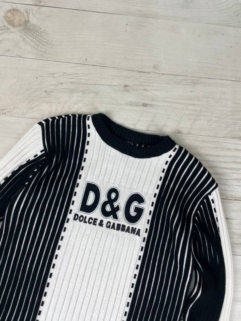 Dolce & Gabbana Vintage Dolce Gabbana Big Logo Knit Sweater Striped Size US M / EU 48-50 / 2 - 2 Thumbnail