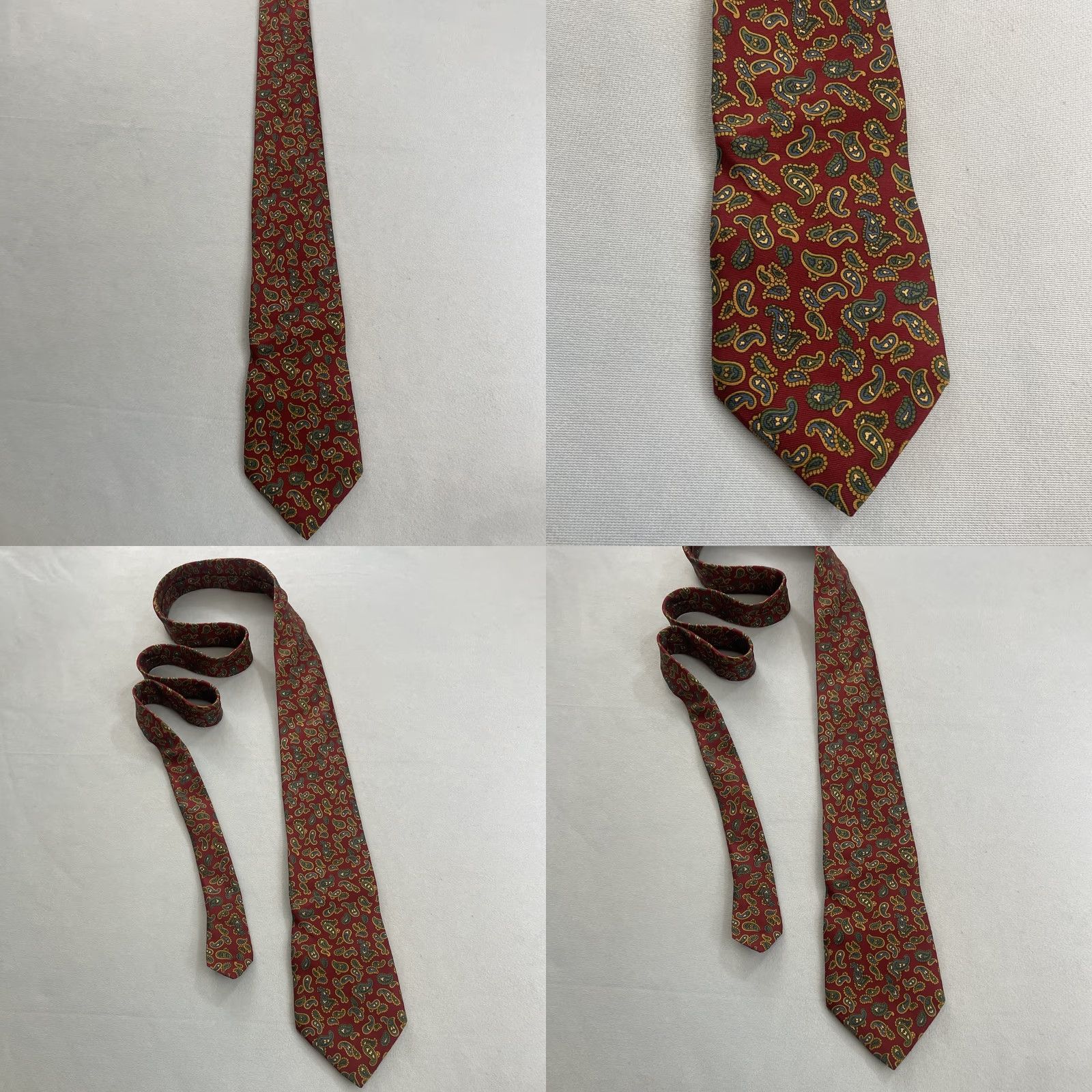 Vintage VINTAGE Italian Silk Neck Tie Paisley Red Green Yellow 3.5x56 USA Classic Necktie Men's Tie Size ONE SIZE - 10 Thumbnail